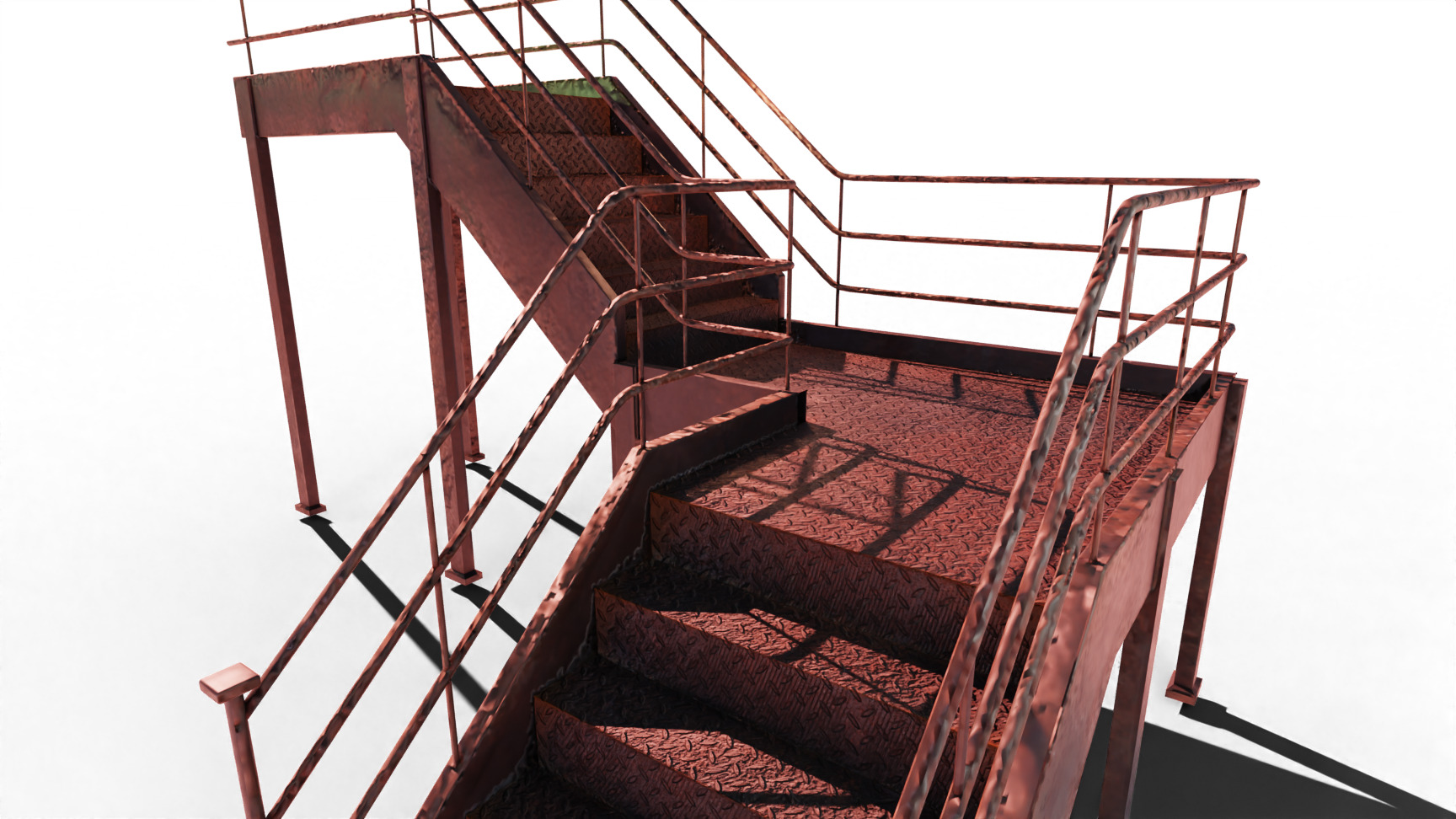 Catwalk Staircase and Ladder in Cage Low-poly 3D model_3