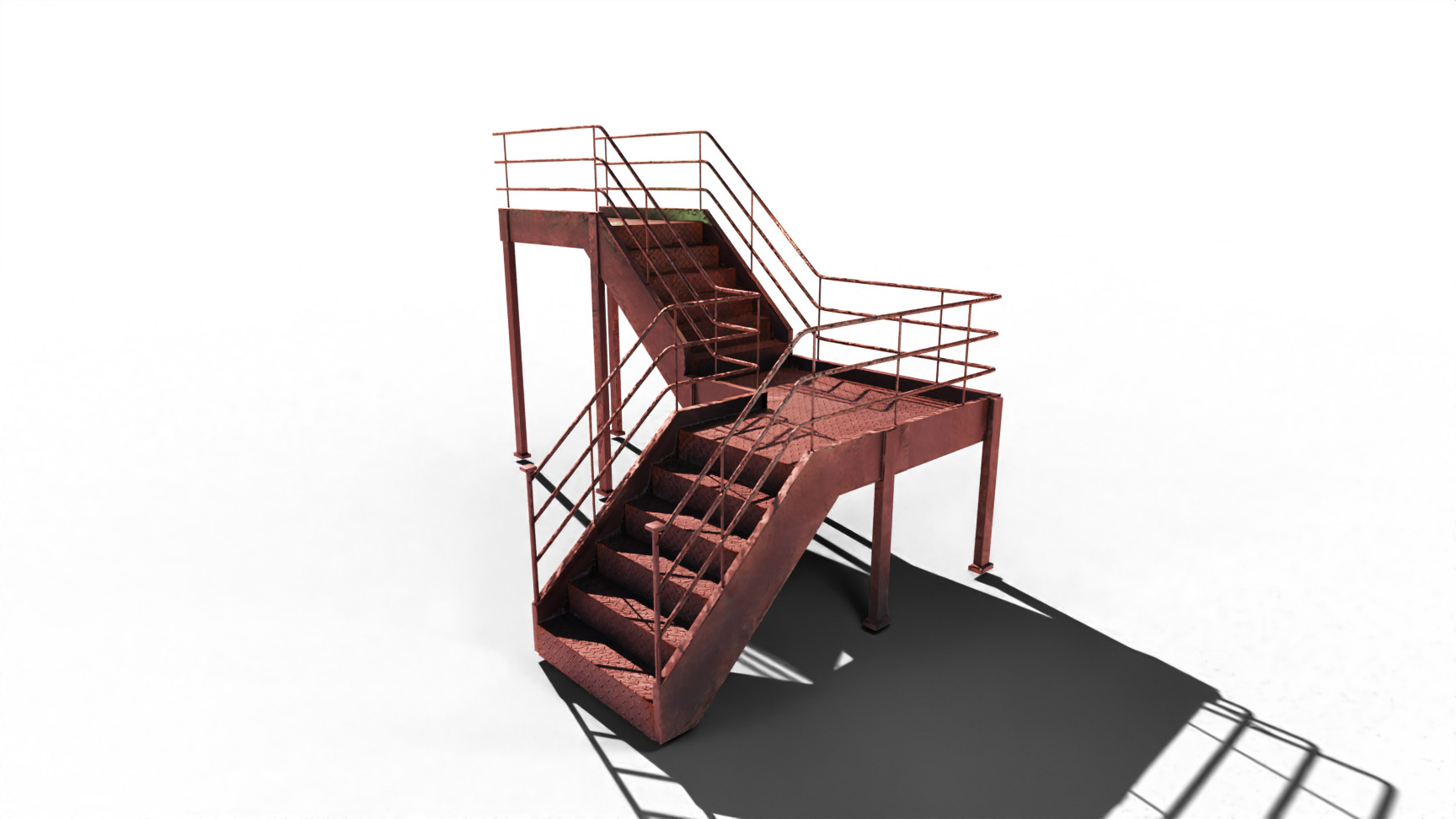 Catwalk Staircase and Ladder in Cage Low-poly 3D model_2