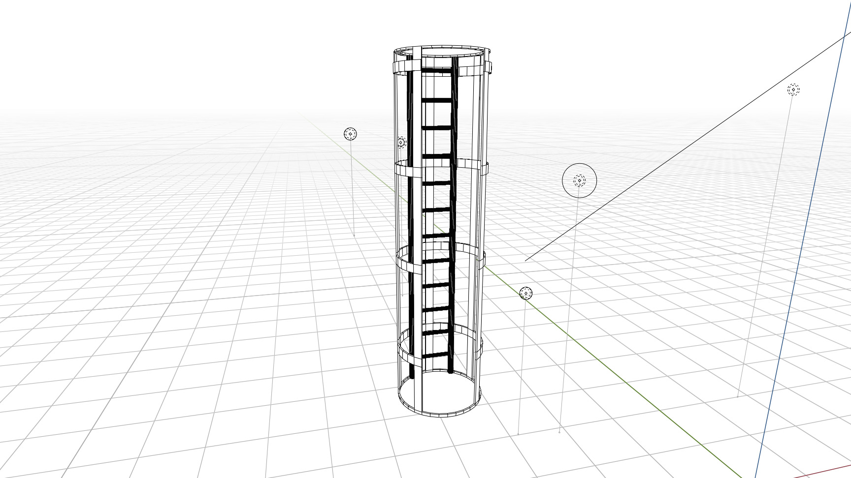 Catwalk Staircase and Ladder in Cage Low-poly 3D model_8
