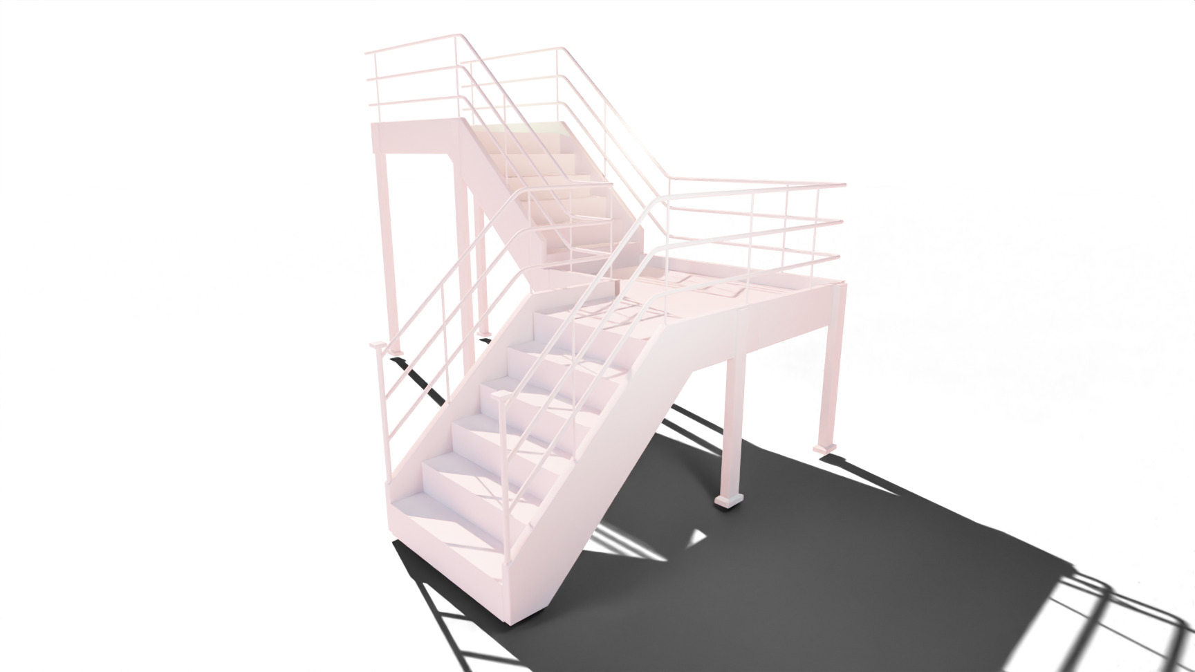 Catwalk Staircase and Ladder in Cage Low-poly 3D model_4