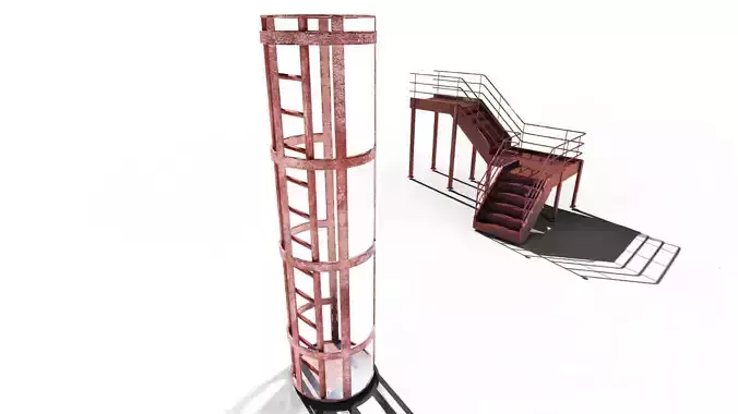 Catwalk Staircase and Ladder in Cage