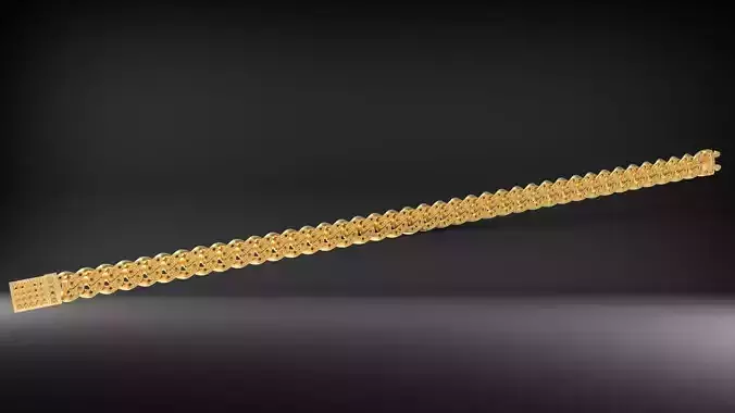 7mm Cuban Link Full Stone Bracelet 3D
