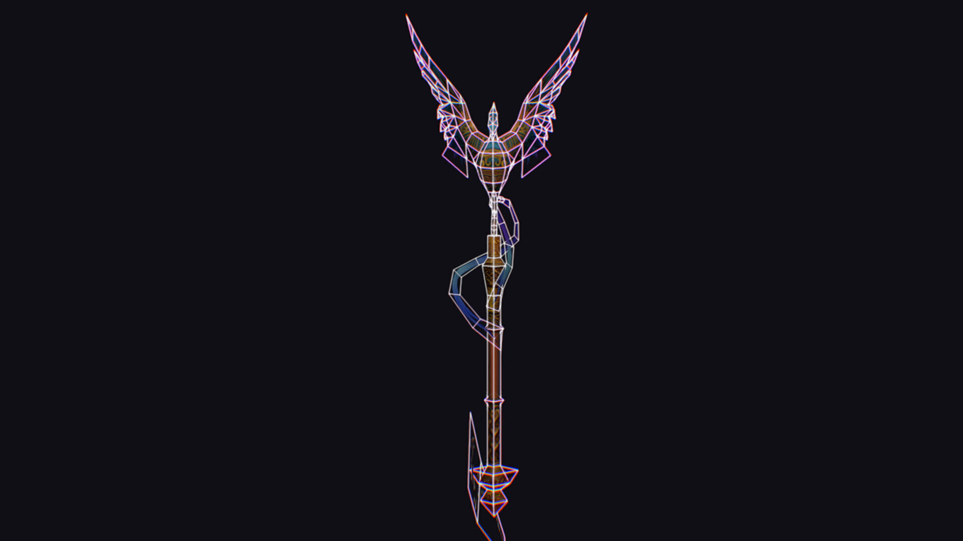 Magical Staff Phoenix Bird Wizard Wand Stick Props Item Low-poly 3D model_14