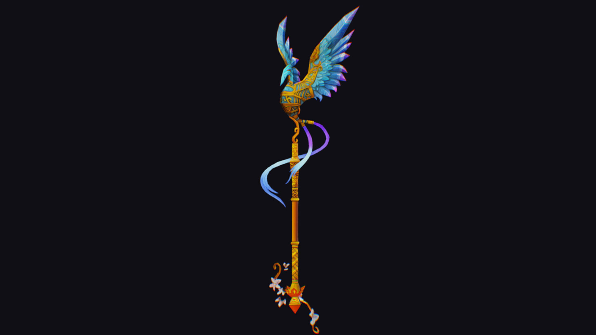 Magical Staff Phoenix Bird Wizard Wand Stick Props Item Low-poly 3D model_3