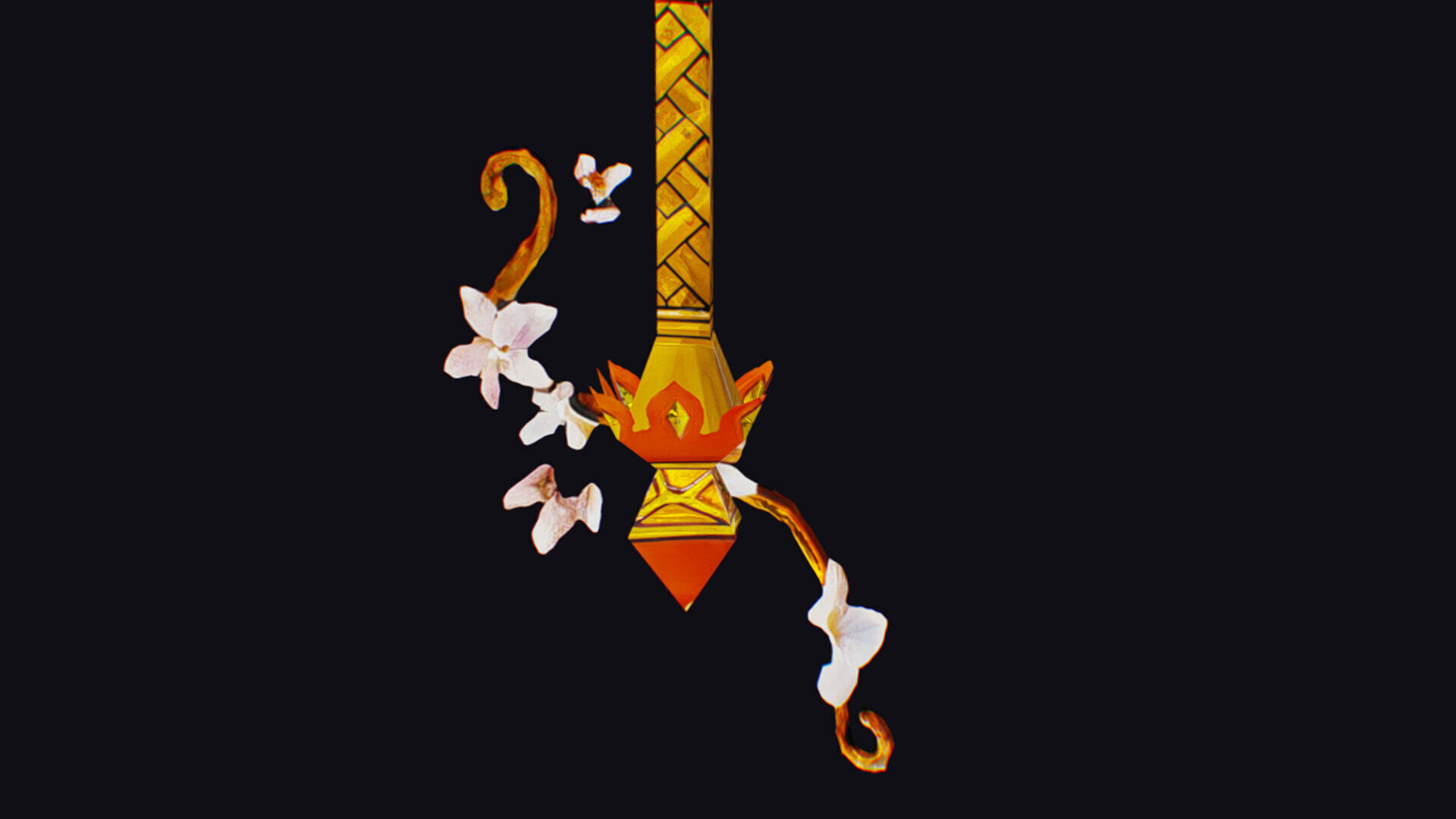 Magical Staff Phoenix Bird Wizard Wand Stick Props Item Low-poly 3D model_11