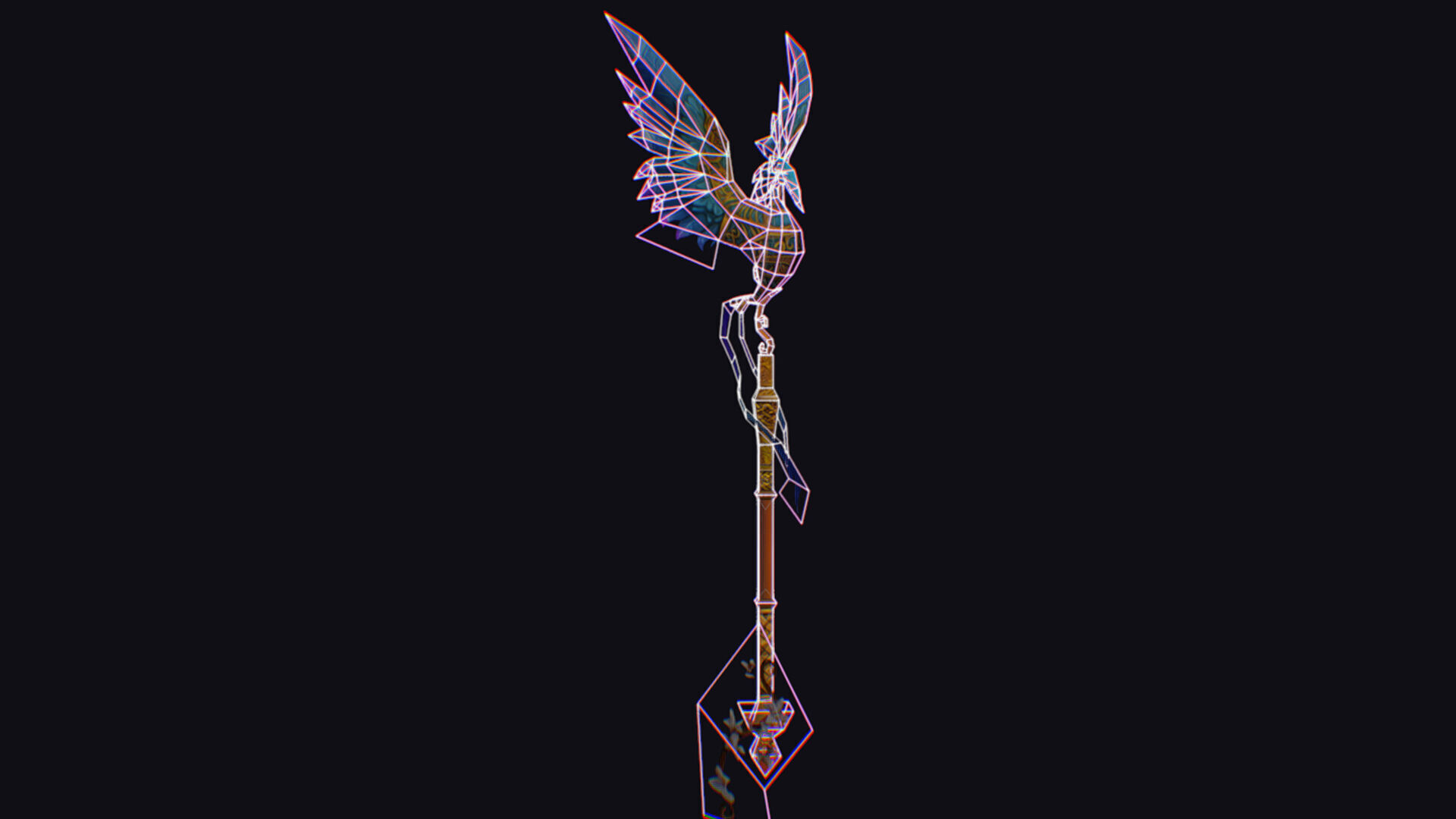 Magical Staff Phoenix Bird Wizard Wand Stick Props Item Low-poly 3D model_13