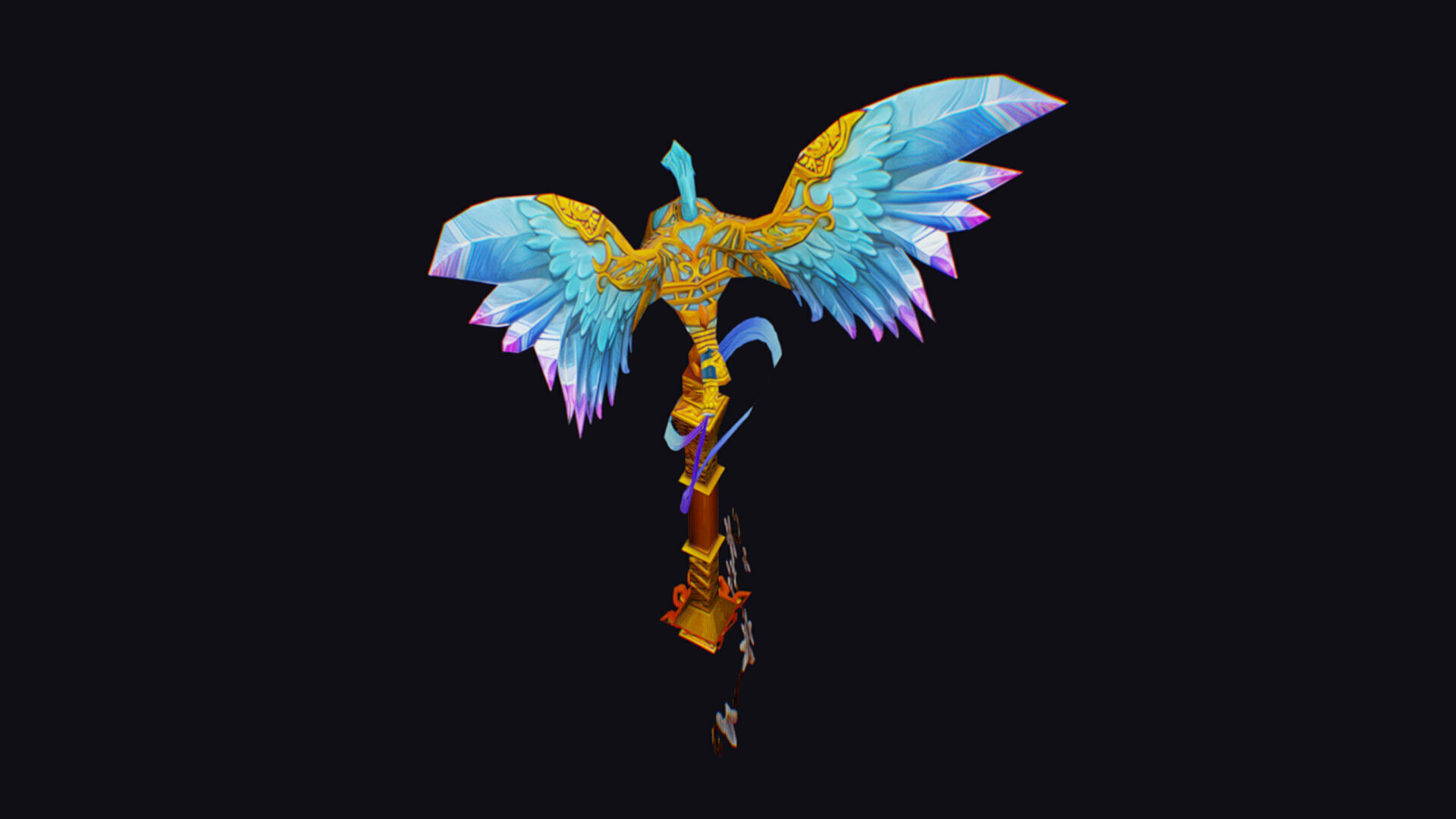 Magical Staff Phoenix Bird Wizard Wand Stick Props Item Low-poly 3D model_6