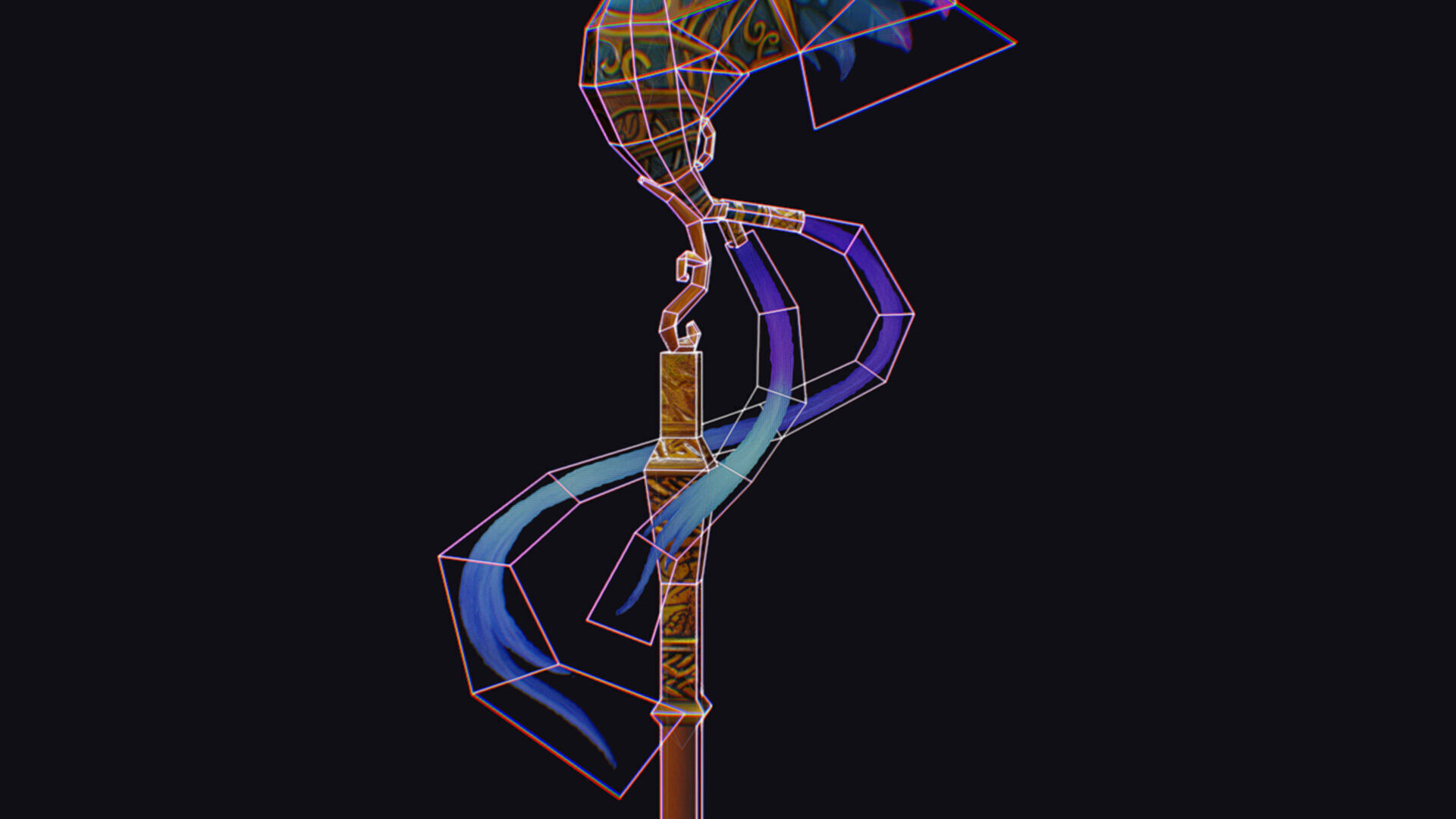 Magical Staff Phoenix Bird Wizard Wand Stick Props Item Low-poly 3D model_17