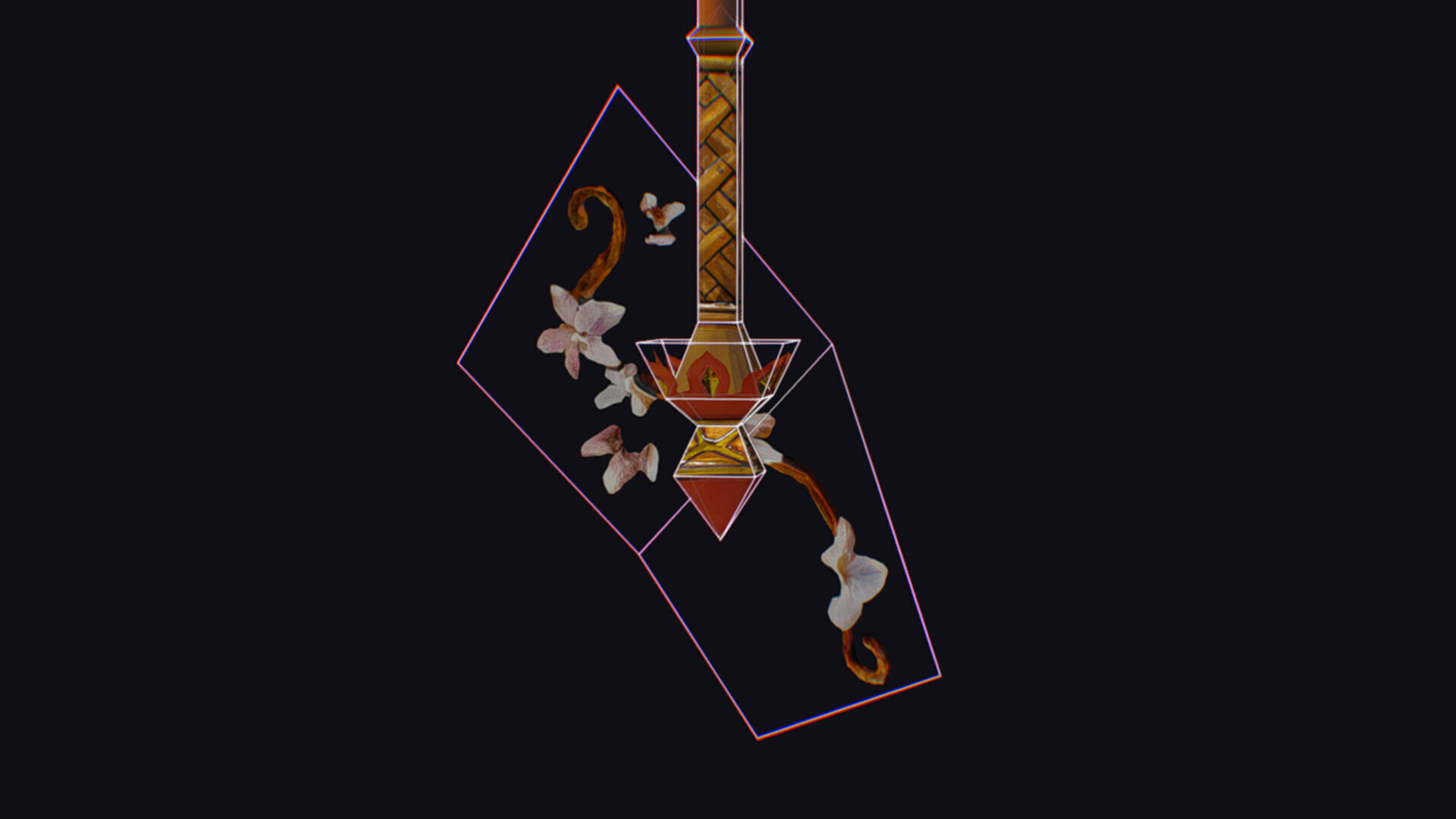 Magical Staff Phoenix Bird Wizard Wand Stick Props Item Low-poly 3D model_18