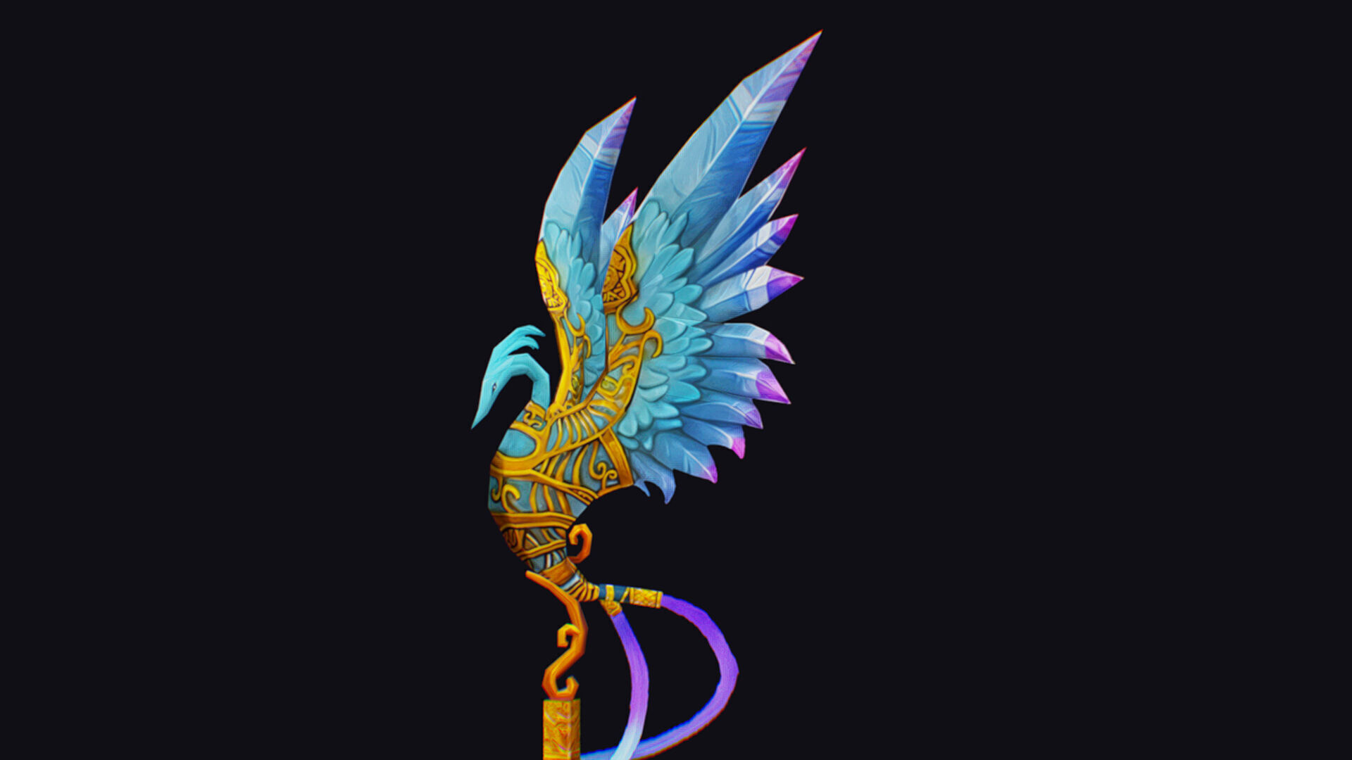 Magical Staff Phoenix Bird Wizard Wand Stick Props Item Low-poly 3D model_9