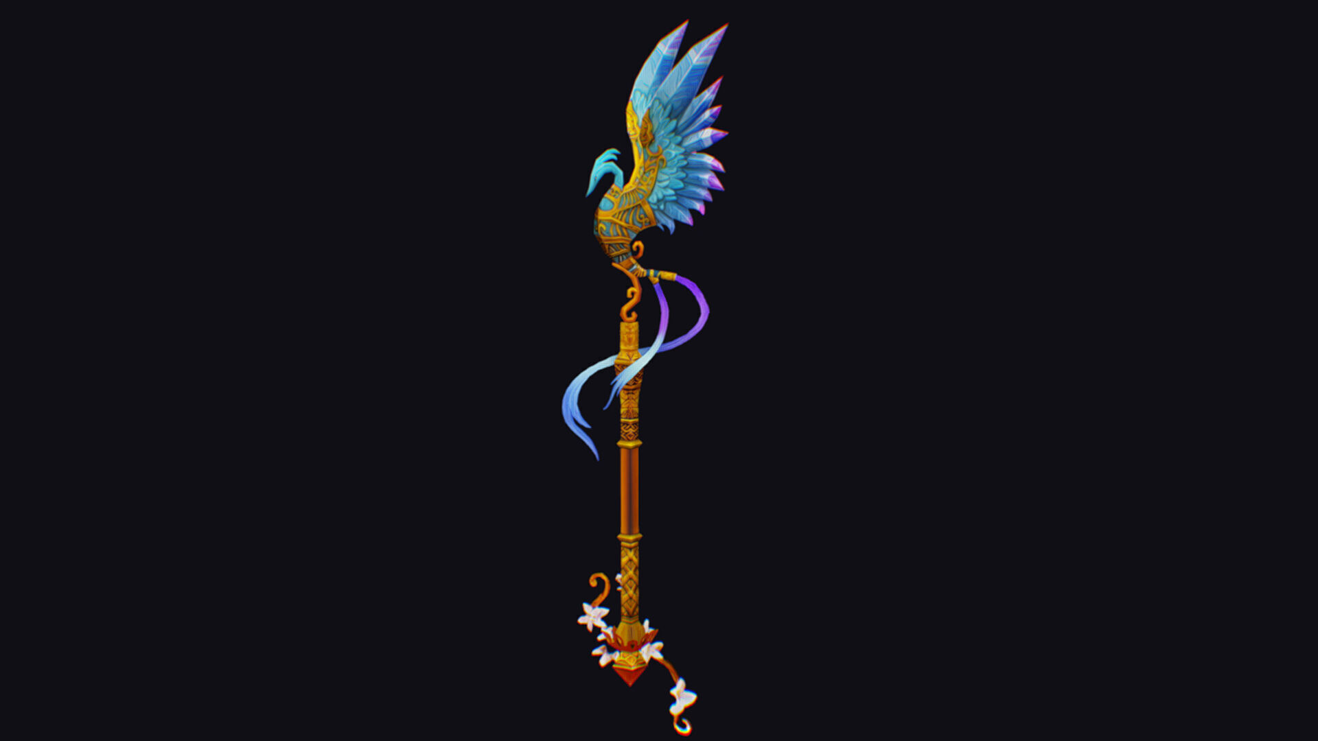 Magical Staff Phoenix Bird Wizard Wand Stick Props Item Low-poly 3D model_4