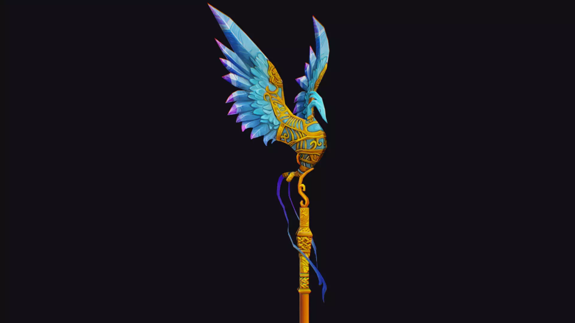 Magical Staff Phoenix Bird Wizard Wand Stick Props Item Low-poly 3D model_0
