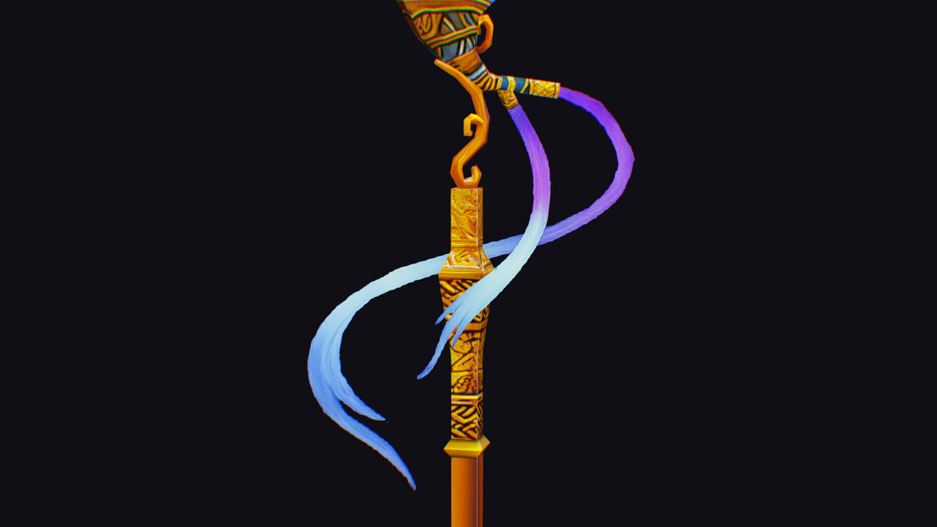 Magical Staff Phoenix Bird Wizard Wand Stick Props Item Low-poly 3D model_10