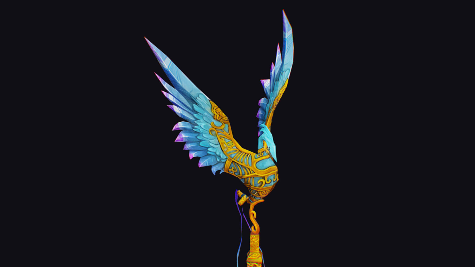 Magical Staff Phoenix Bird Wizard Wand Stick Props Item Low-poly 3D model_7