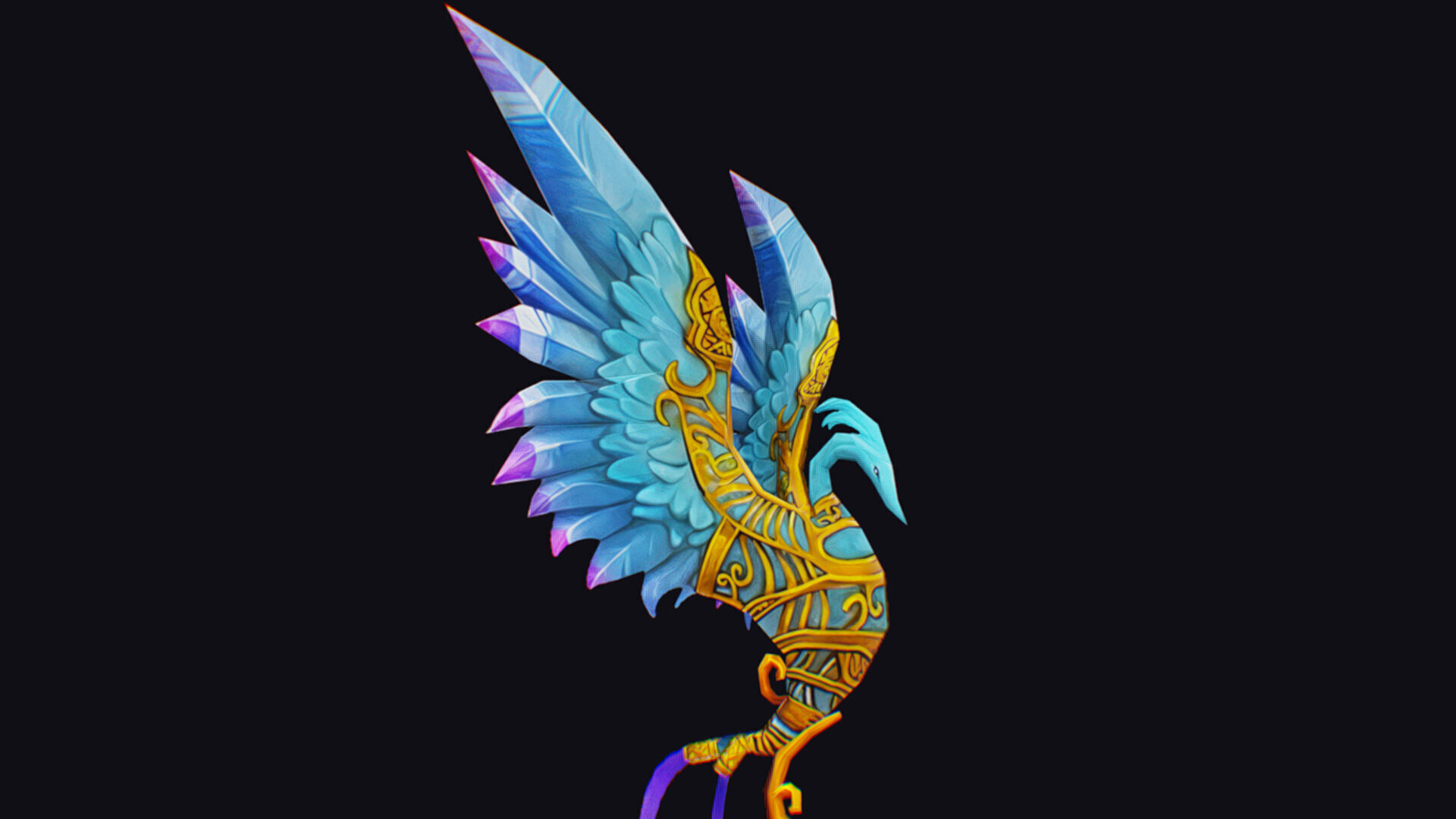 Magical Staff Phoenix Bird Wizard Wand Stick Props Item Low-poly 3D model_8