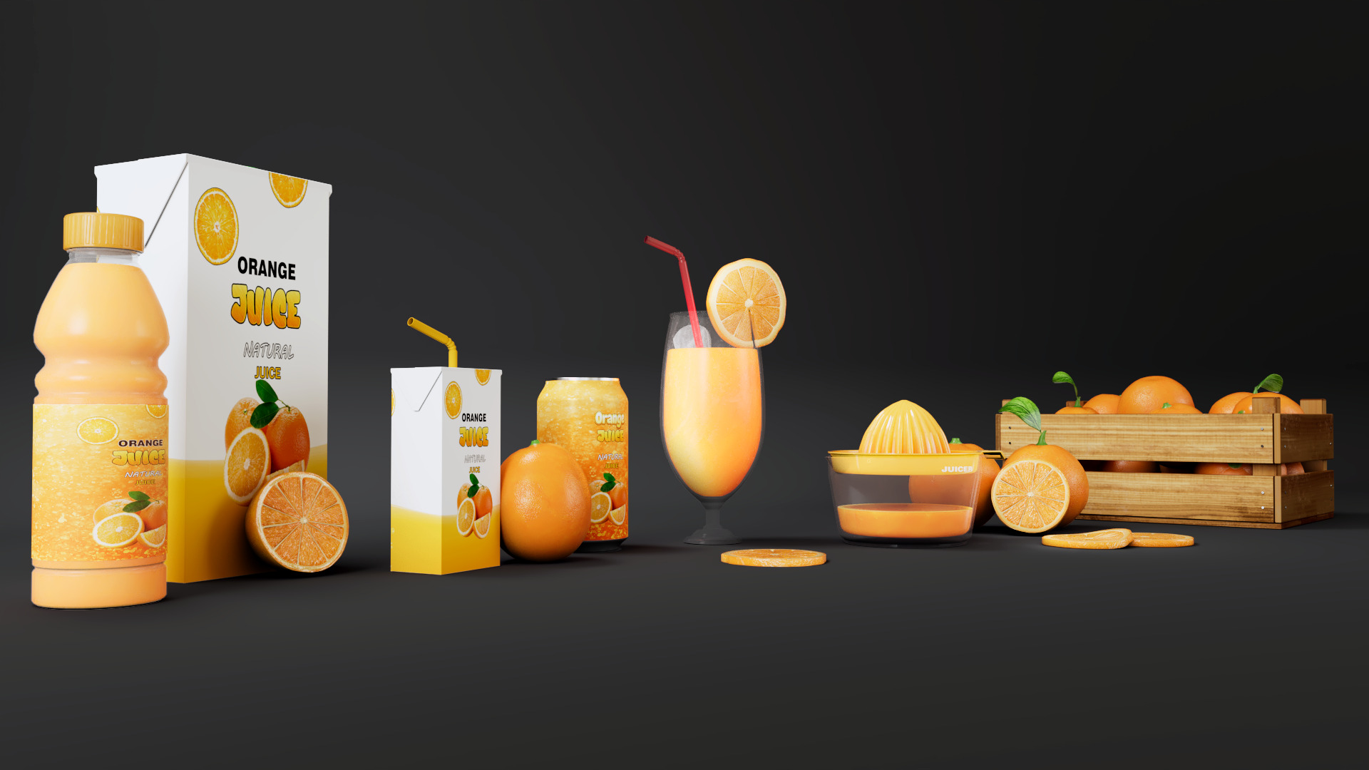 Orange Low-poly 3D model_3