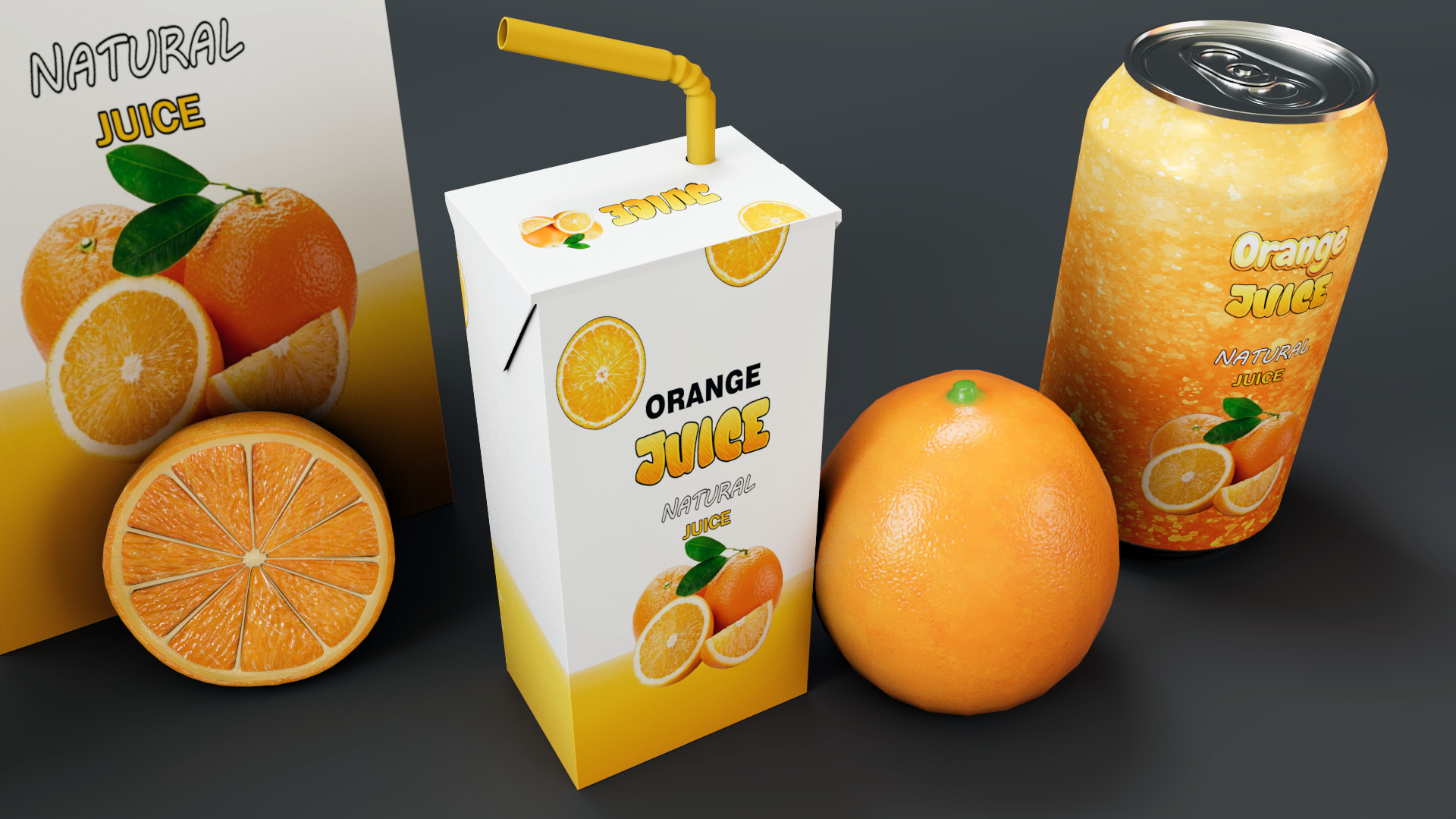Orange Low-poly 3D model_6