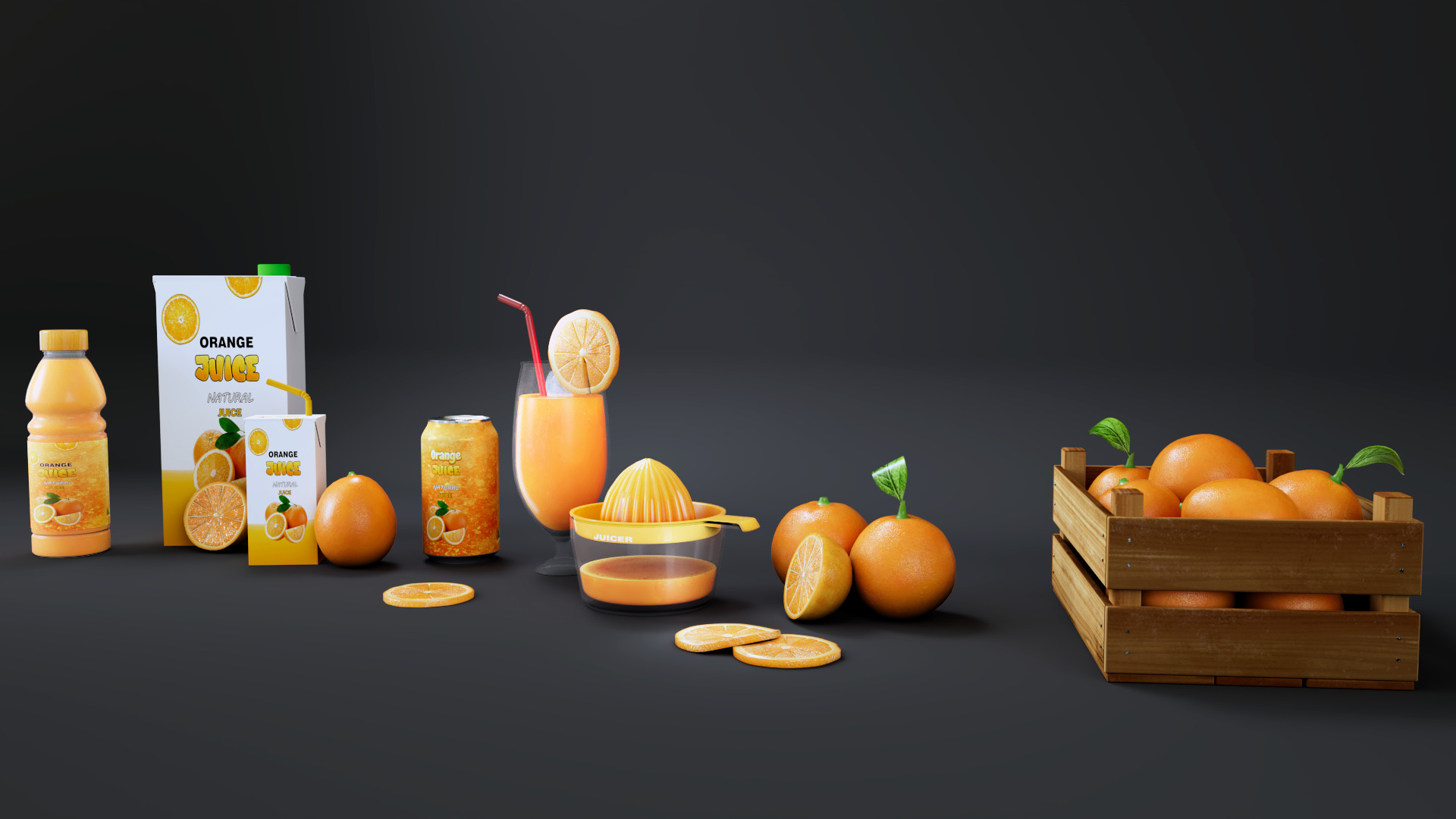 Orange Low-poly 3D model_1