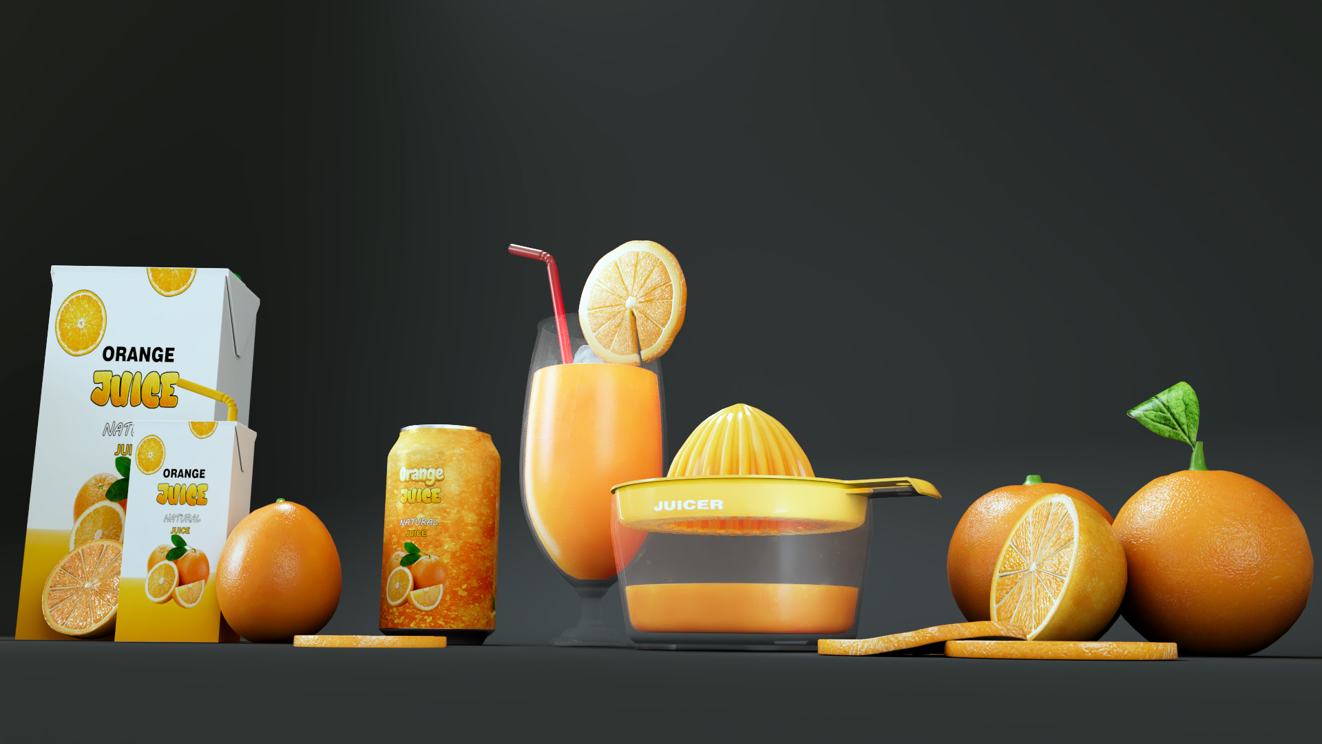 Orange Low-poly 3D model_9