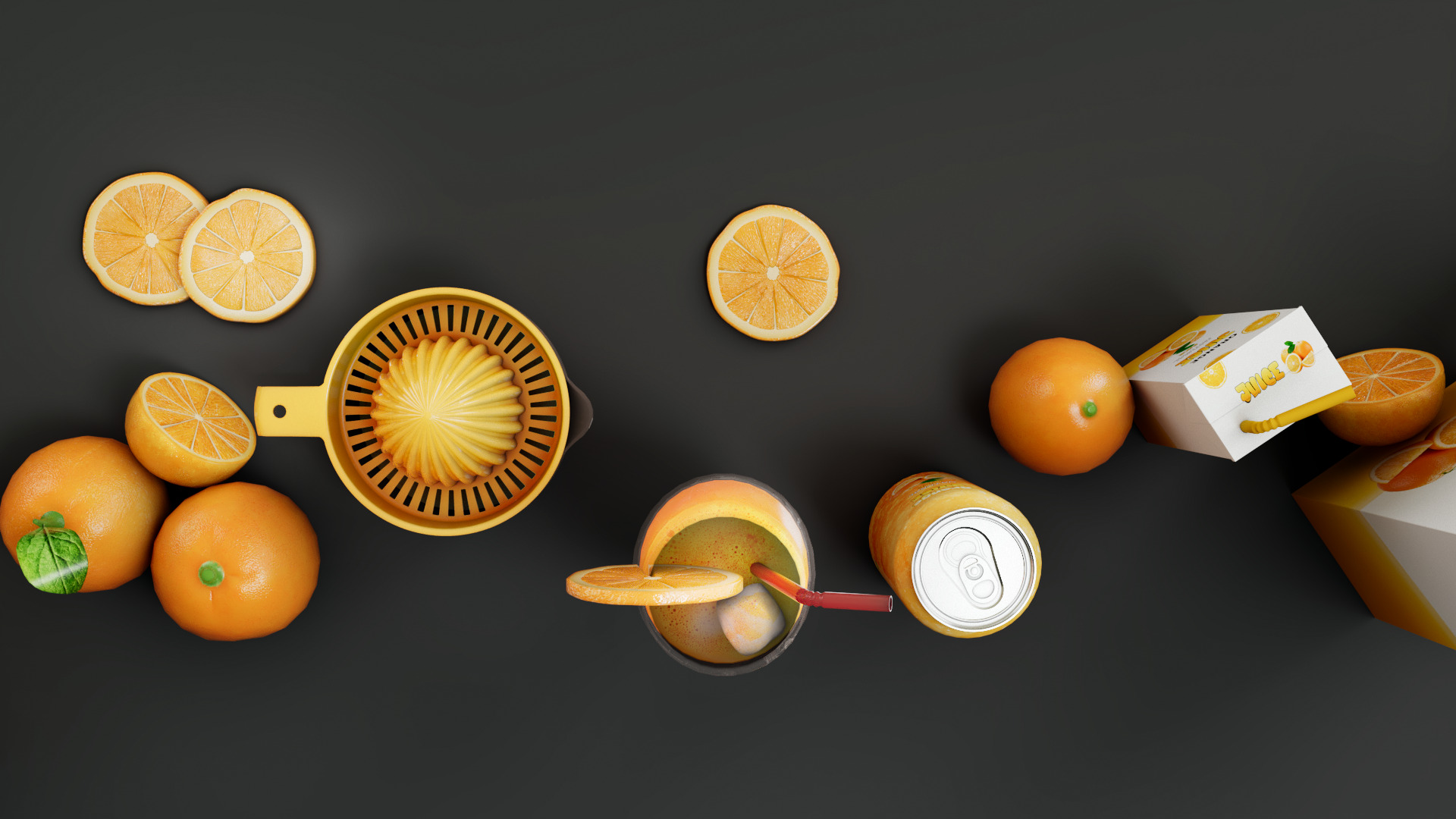 Orange Low-poly 3D model_8