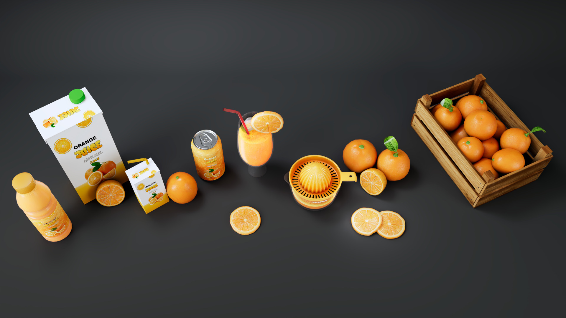 Orange Low-poly 3D model_2