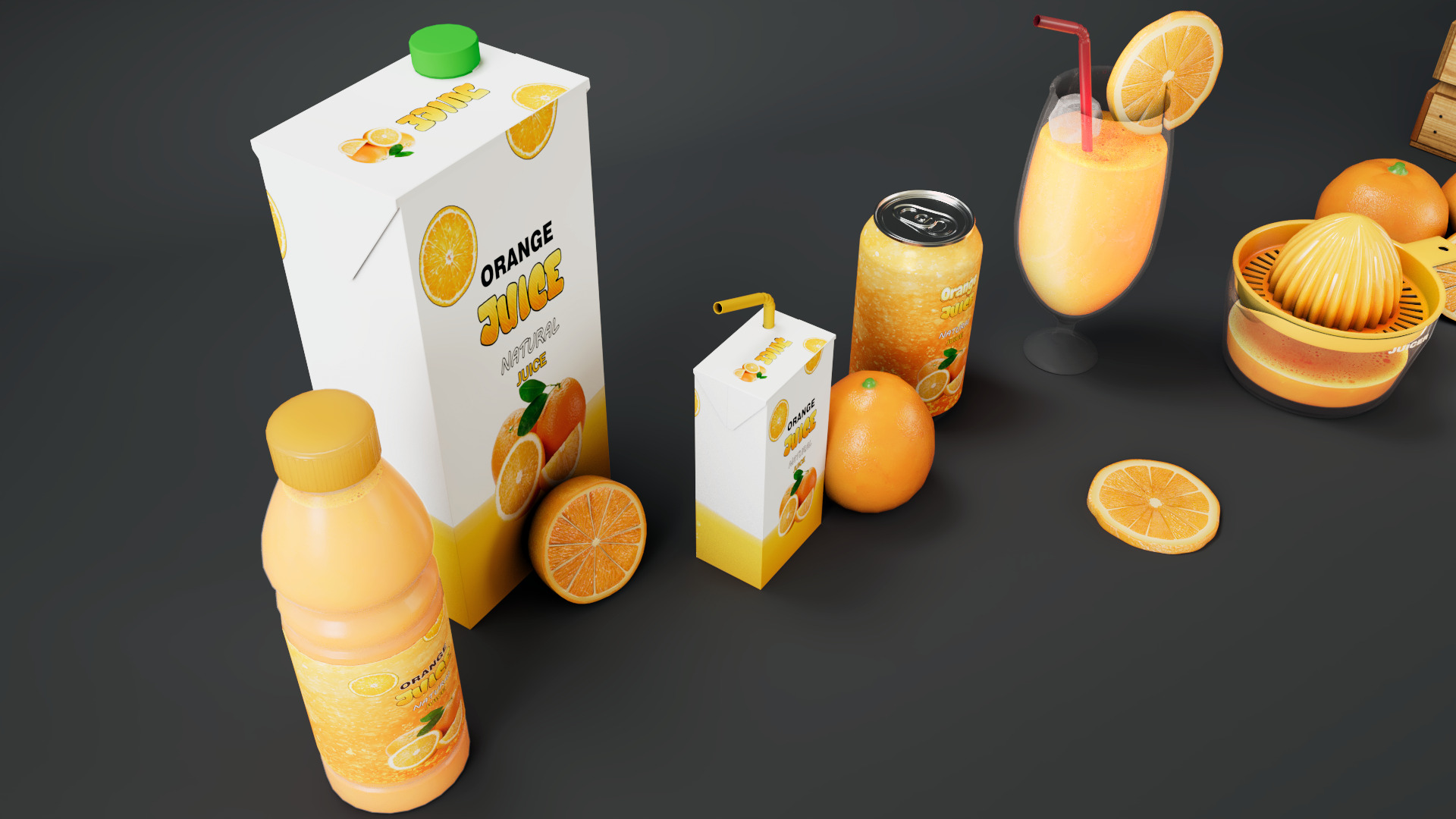 Orange Low-poly 3D model_7