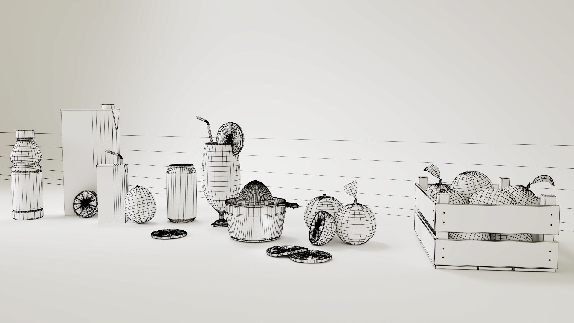 Orange Low-poly 3D model_10