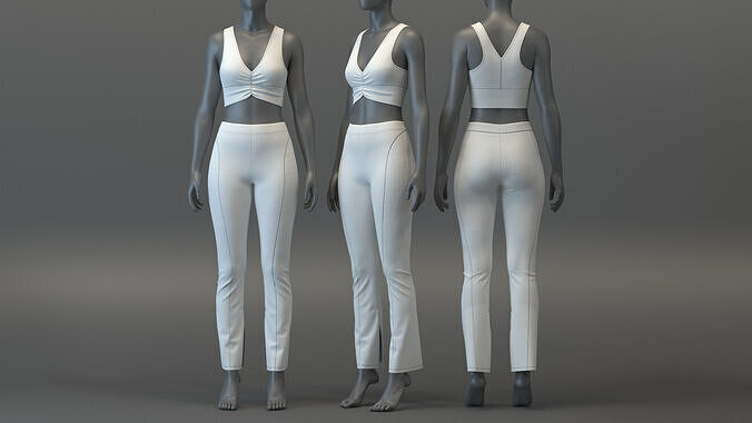 Racerback Sports Bra and Flared Legging Set 3D model
