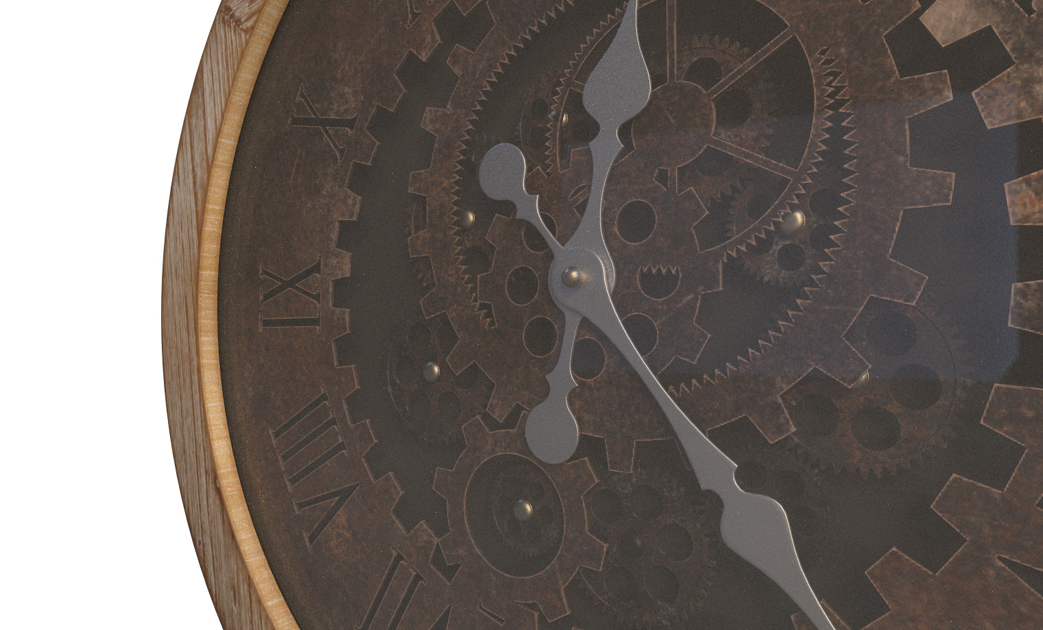 Large Wall Clocks with Moving Gears 3D model_2