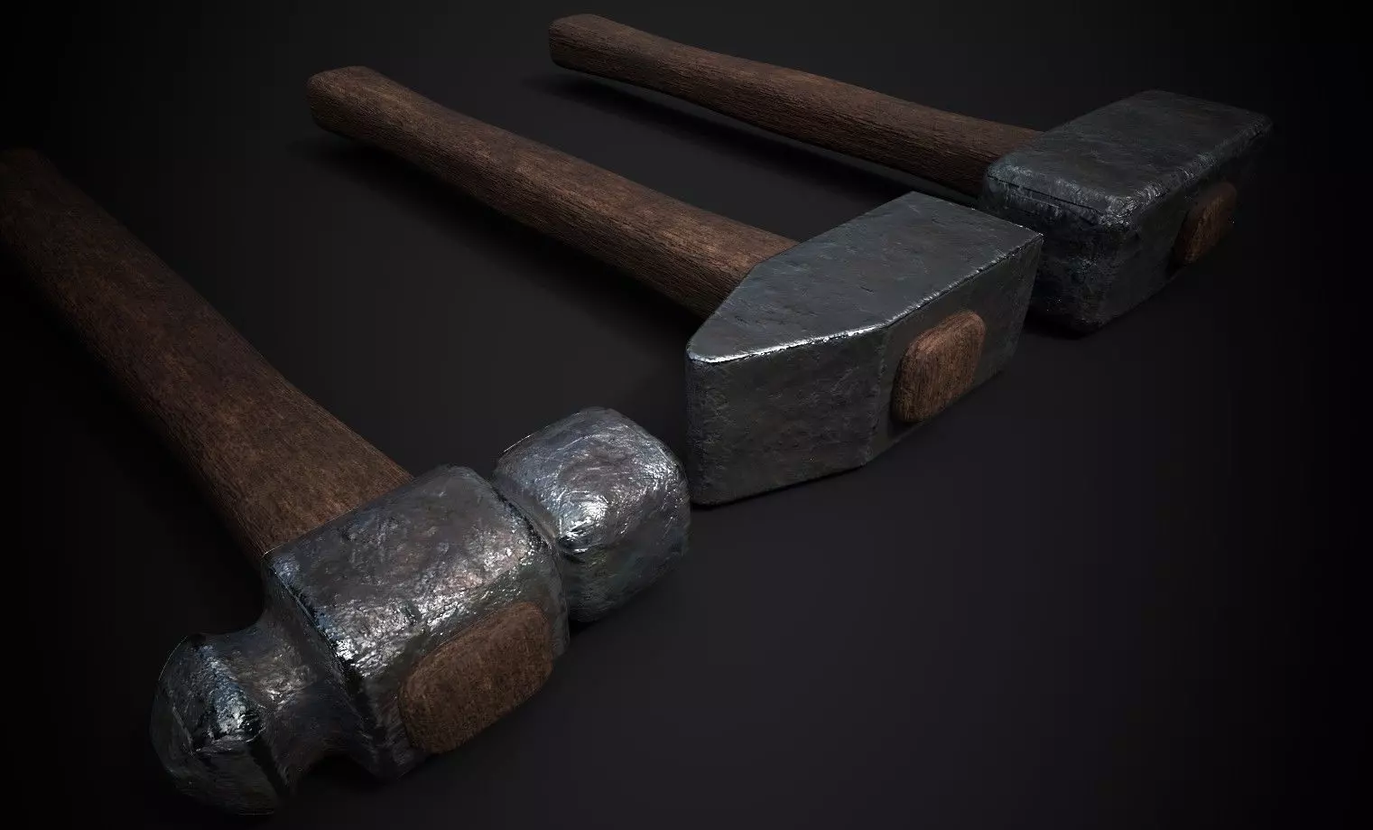Medieval Blacksmith Hammers - 3D Model Pack Low-poly 3D model_0