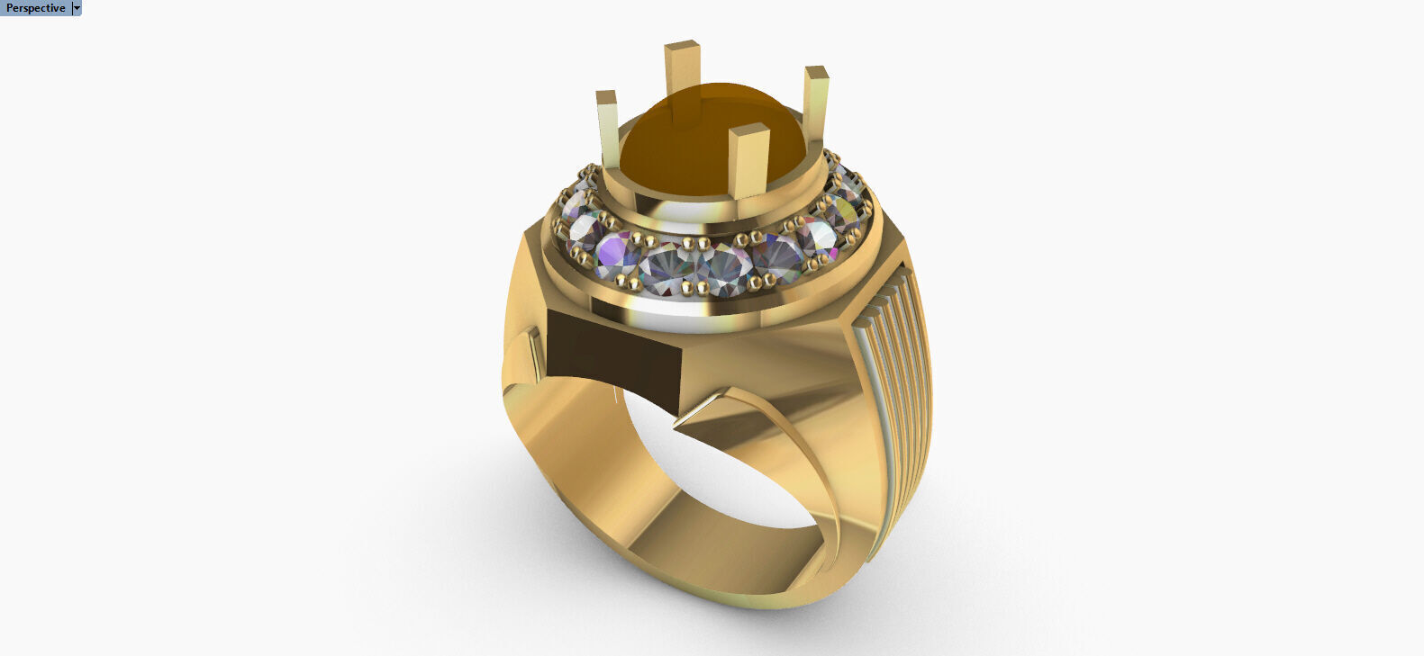 Mens Ring with red oval stone 3D model_2