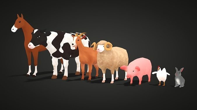 Farm Animal Pack - Stylized Anime Style 3D Model Collection