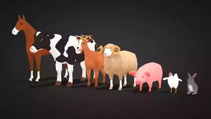 Farm Animal Pack - Stylized Anime Style 3D Model Collection Farm Animal Pack - Stylized Anime Style 3D Model Collection