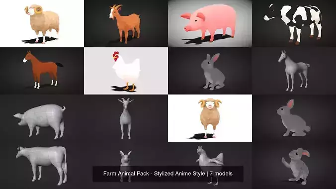Farm Animal Pack - Stylized Anime Style
