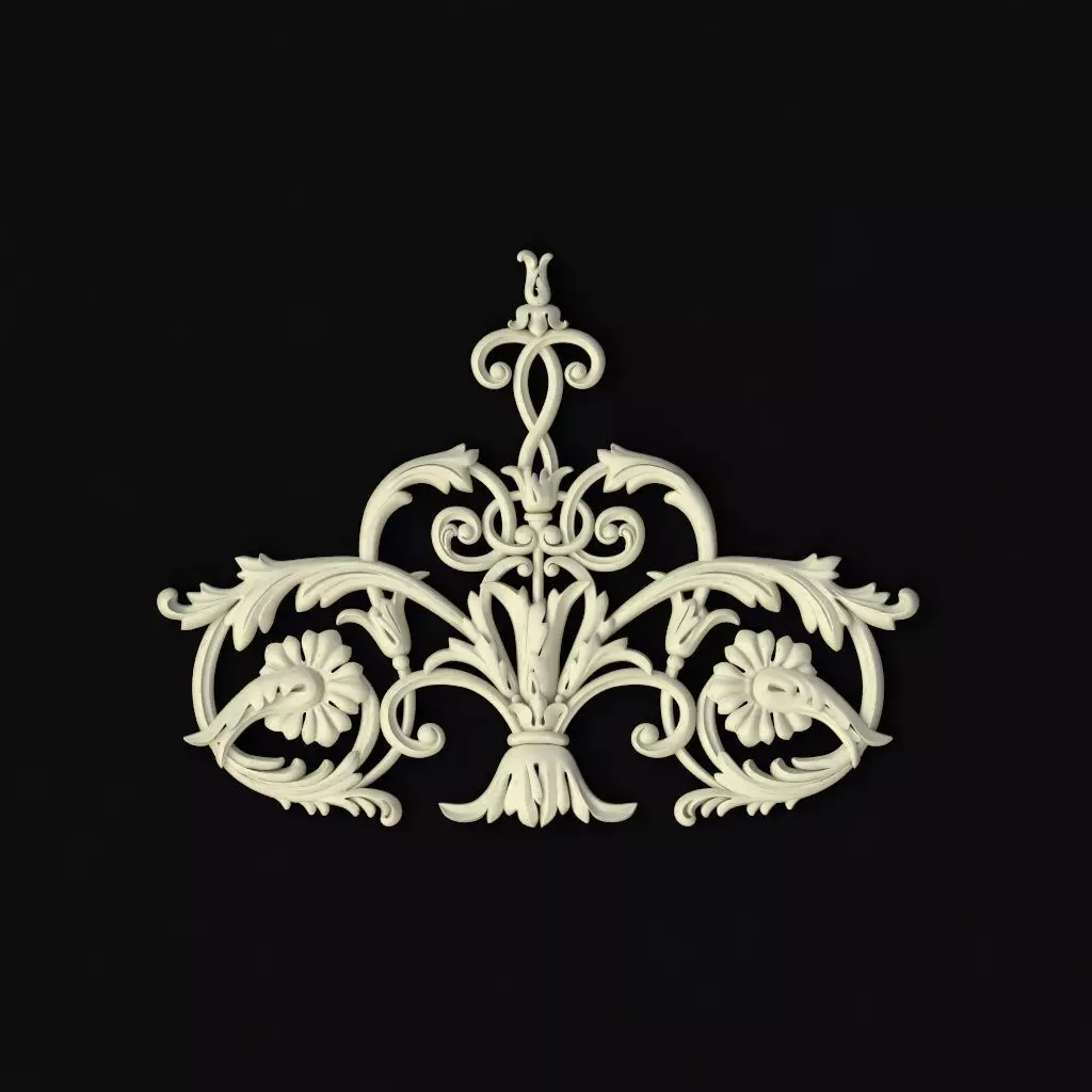 Central decor ornament for furniture 3D model_0