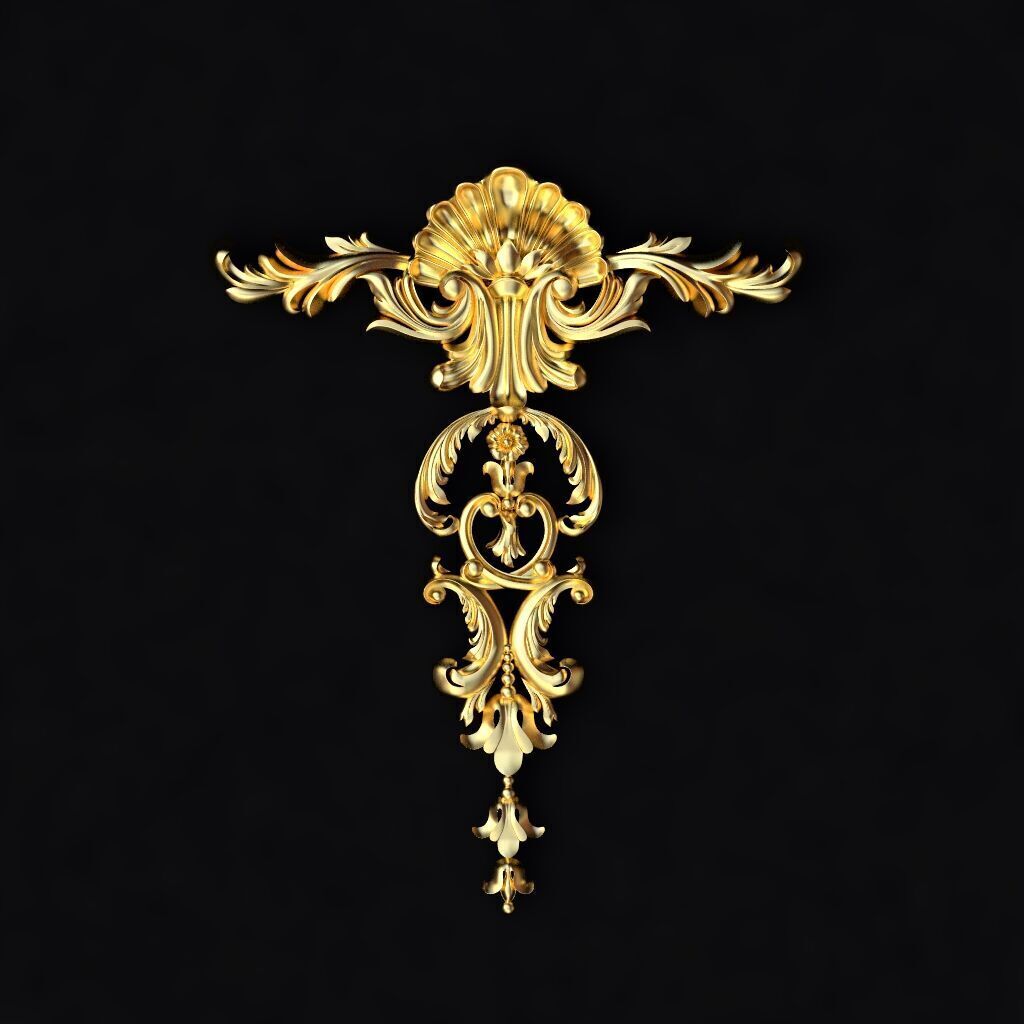 Central decor ornament for furniture 3D model_1