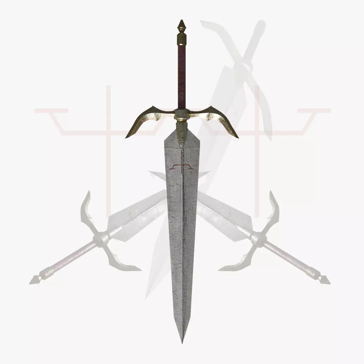 Medieval Sword Claymore Legend Galatea LowP Free 3D model