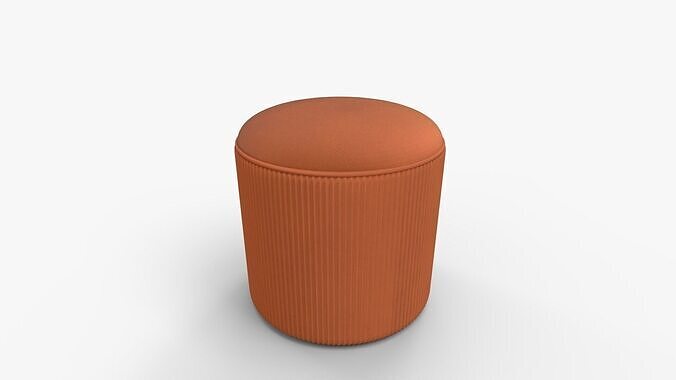 Arend Velvet Round Pouf Ottoman 3D model