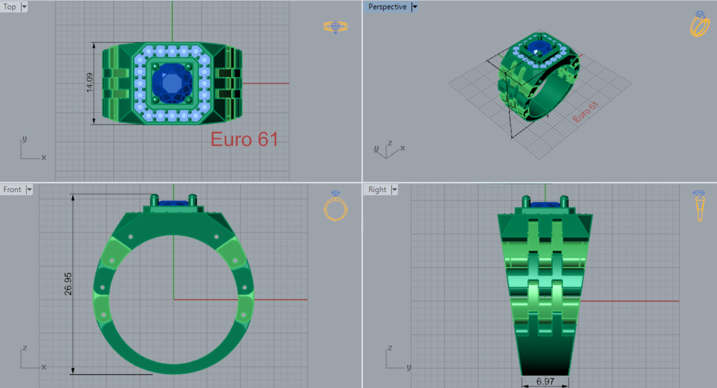 Luxury man Rolex design diamond ring model ror0010 3D print model_5
