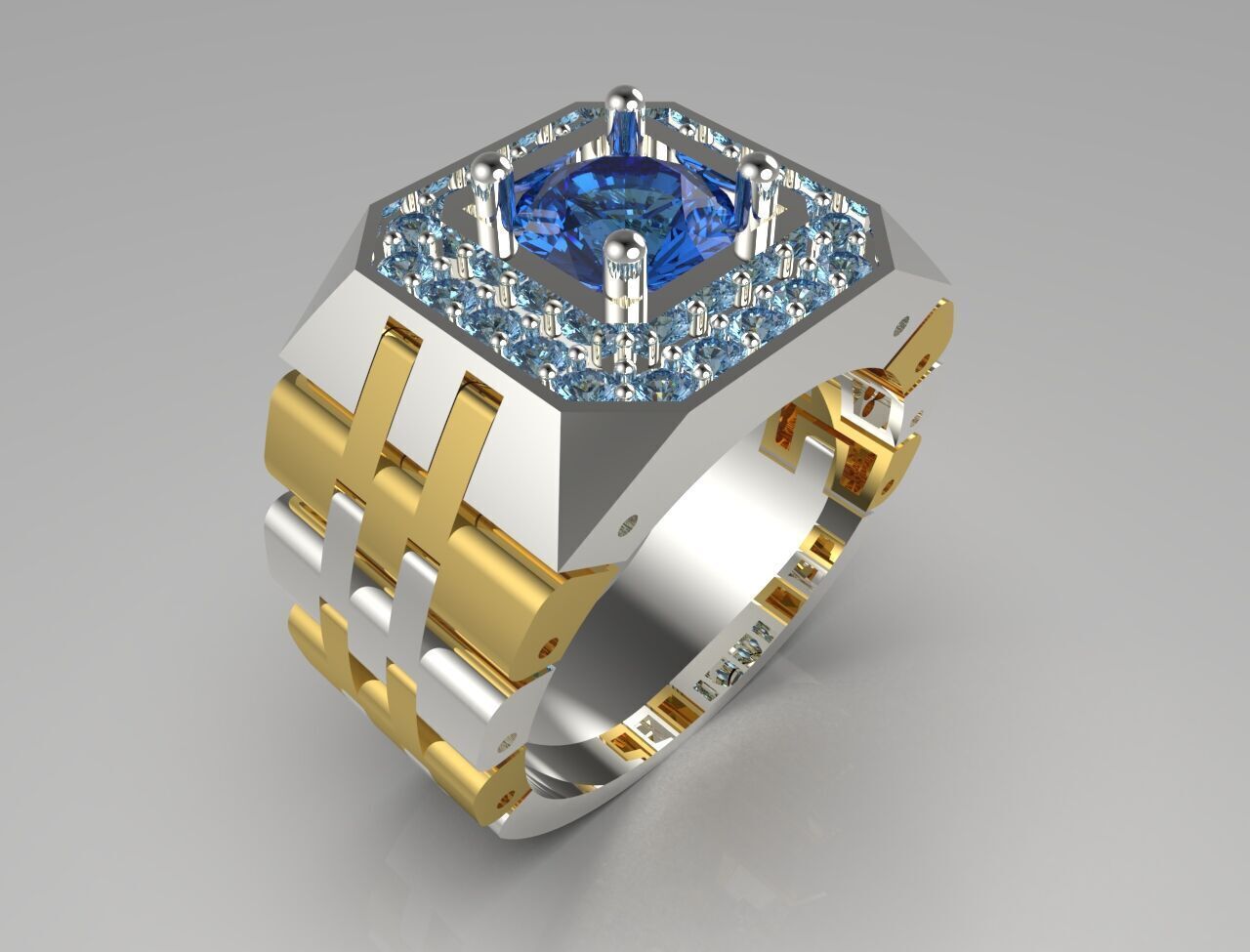 Luxury man Rolex design diamond ring model ror0010 3D print model_17