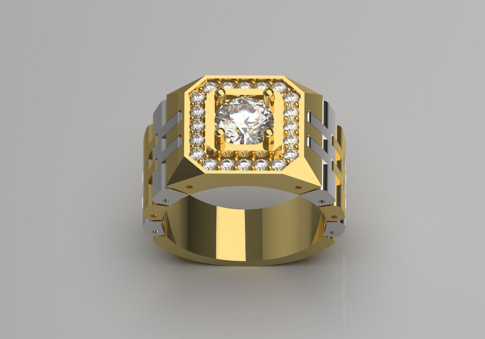 Luxury man Rolex design diamond ring model ror0010 3D print model_2