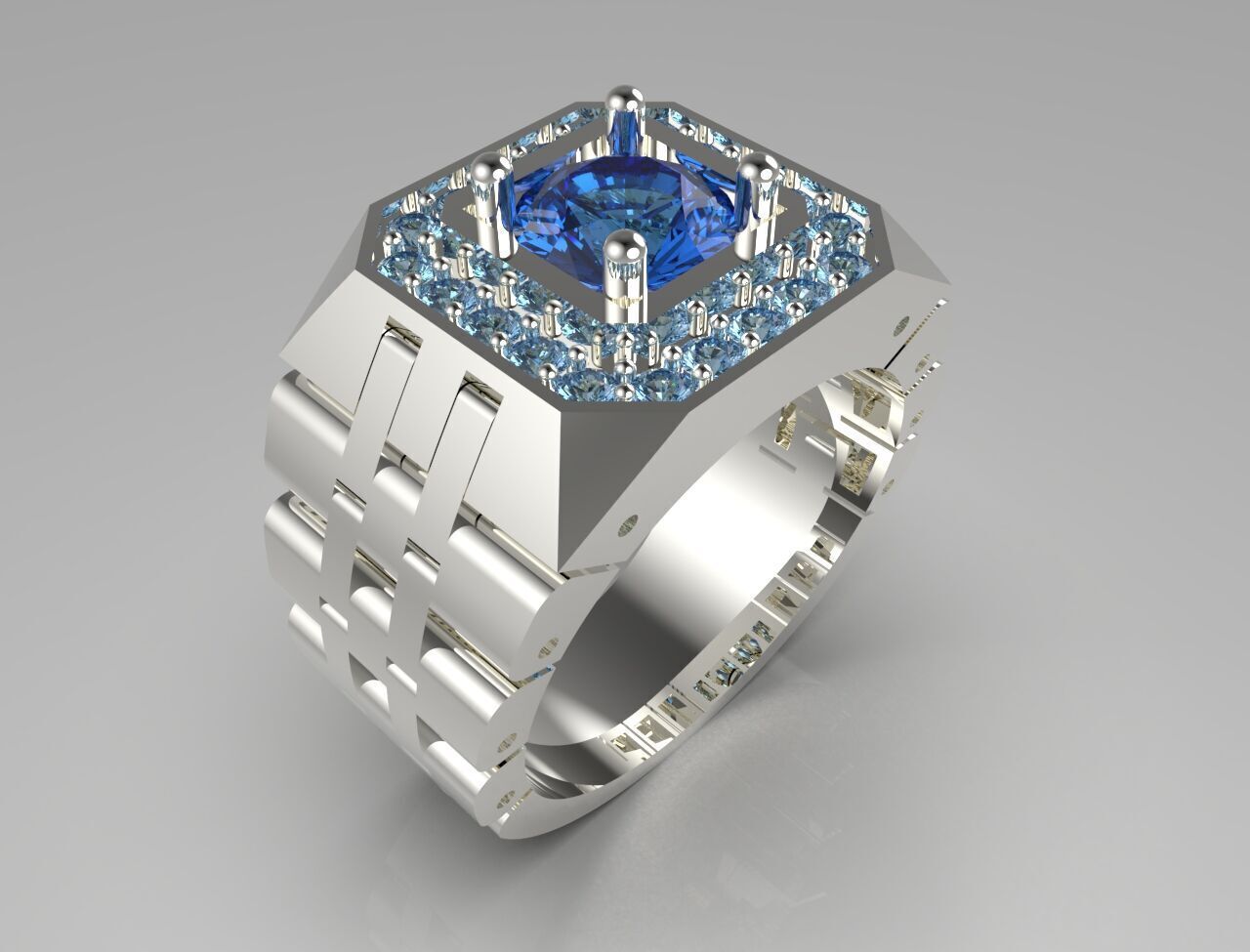 Luxury man Rolex design diamond ring model ror0010 3D print model_16