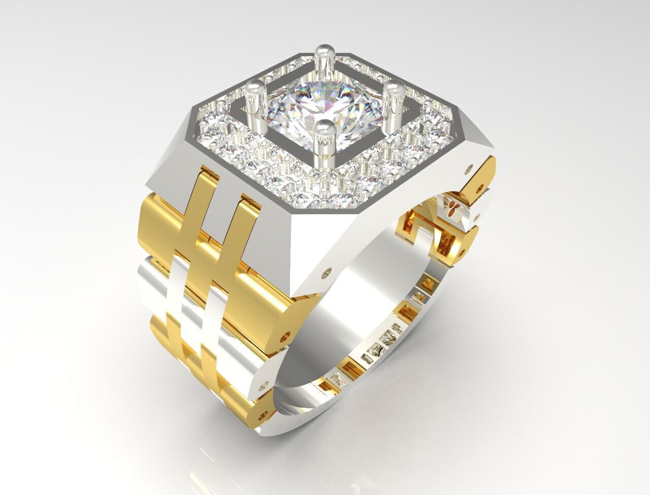 Luxury man Rolex design diamond ring model ror0010 3D print model_13