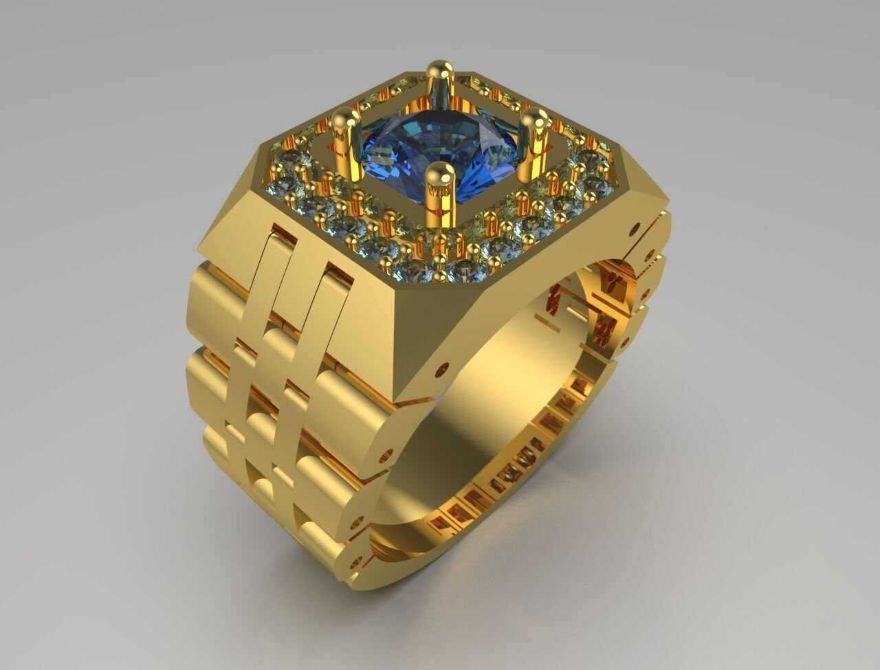 Luxury man Rolex design diamond ring model ror0010 3D print model_18