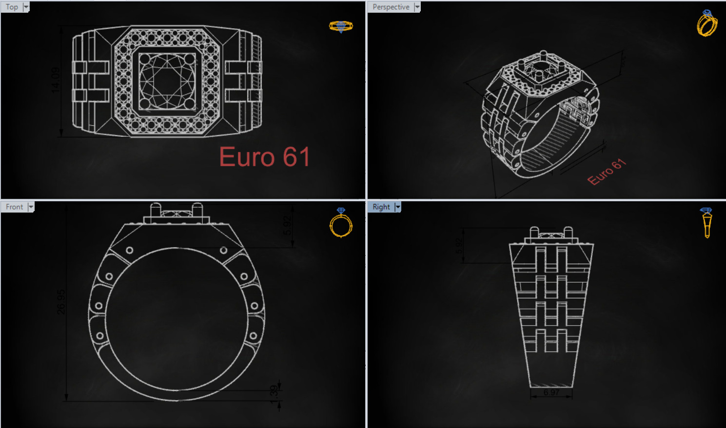 Luxury man Rolex design diamond ring model ror0010 3D print model_24