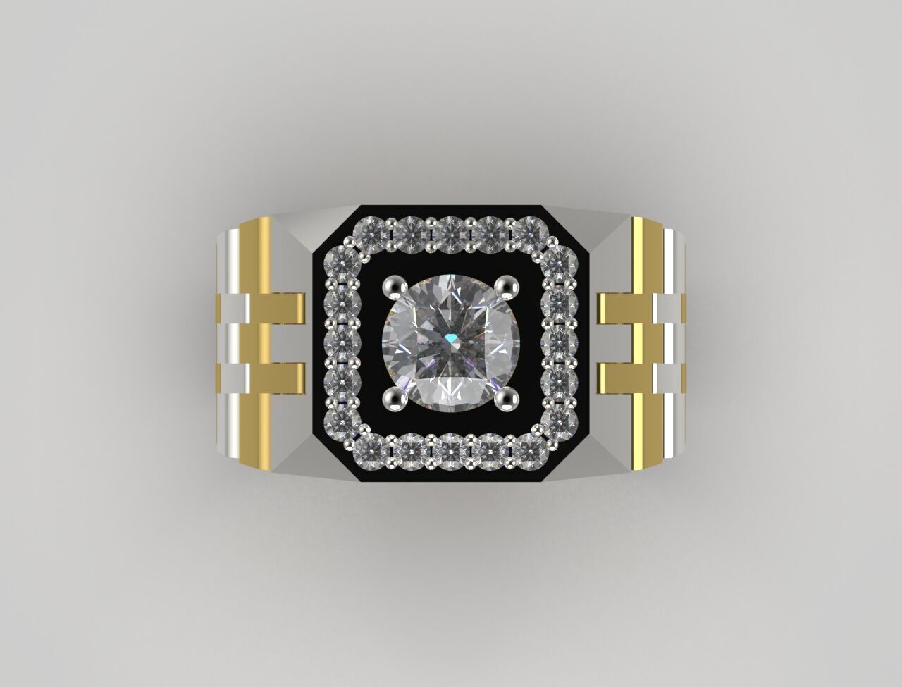 Luxury man Rolex design diamond ring model ror0010 3D print model_14