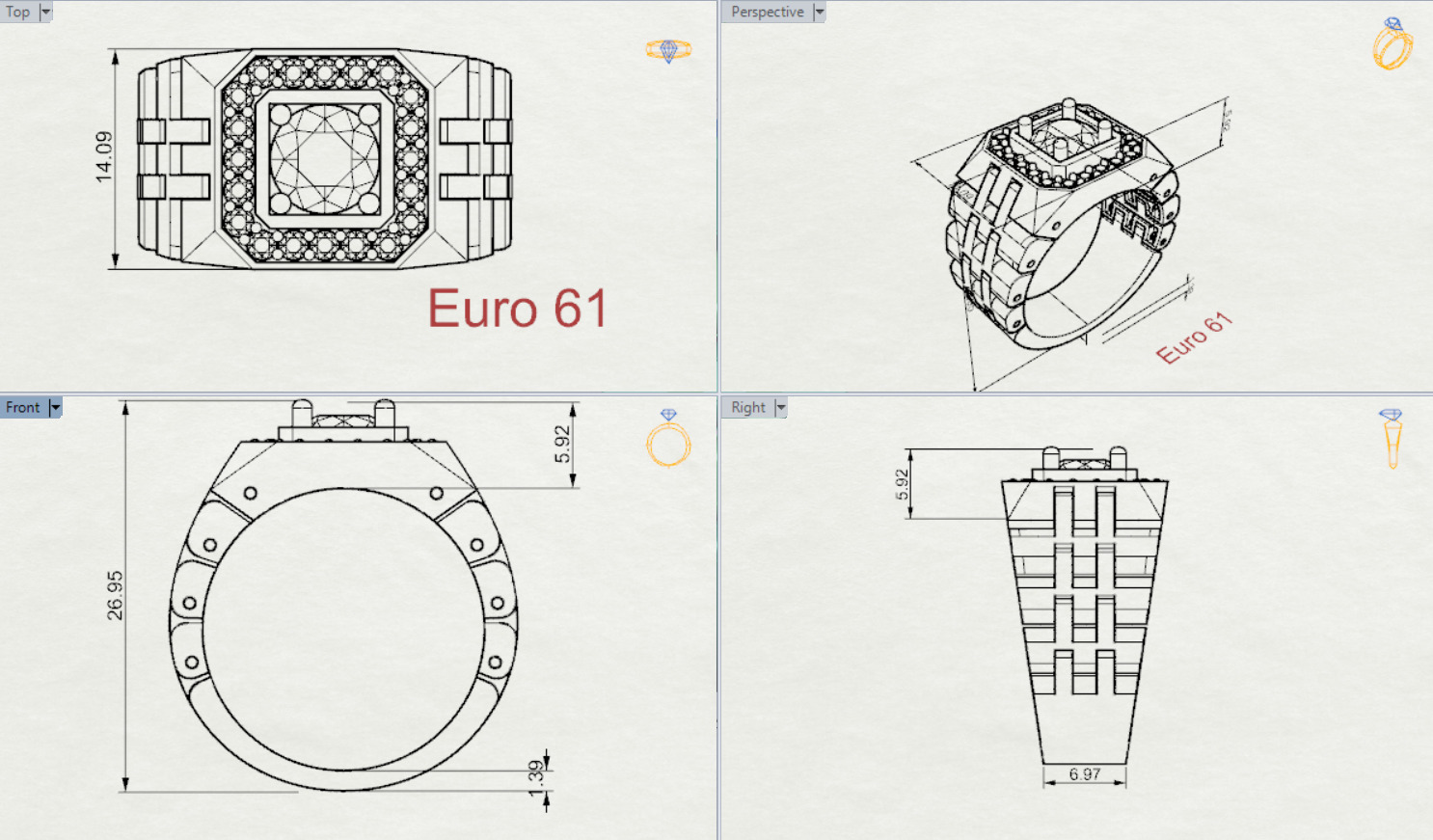 Luxury man Rolex design diamond ring model ror0010 3D print model_19
