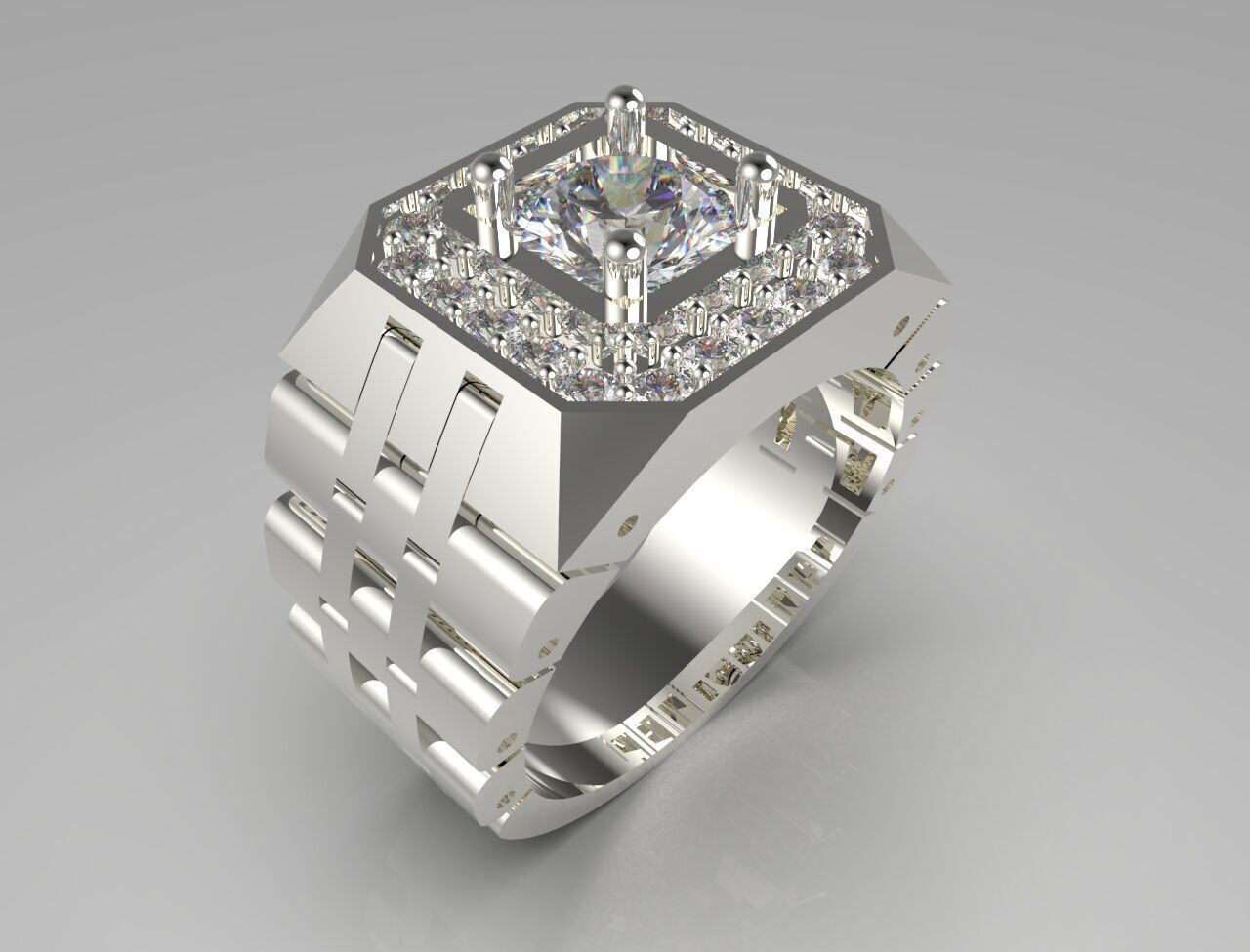 Luxury man Rolex design diamond ring model ror0010 3D print model_15