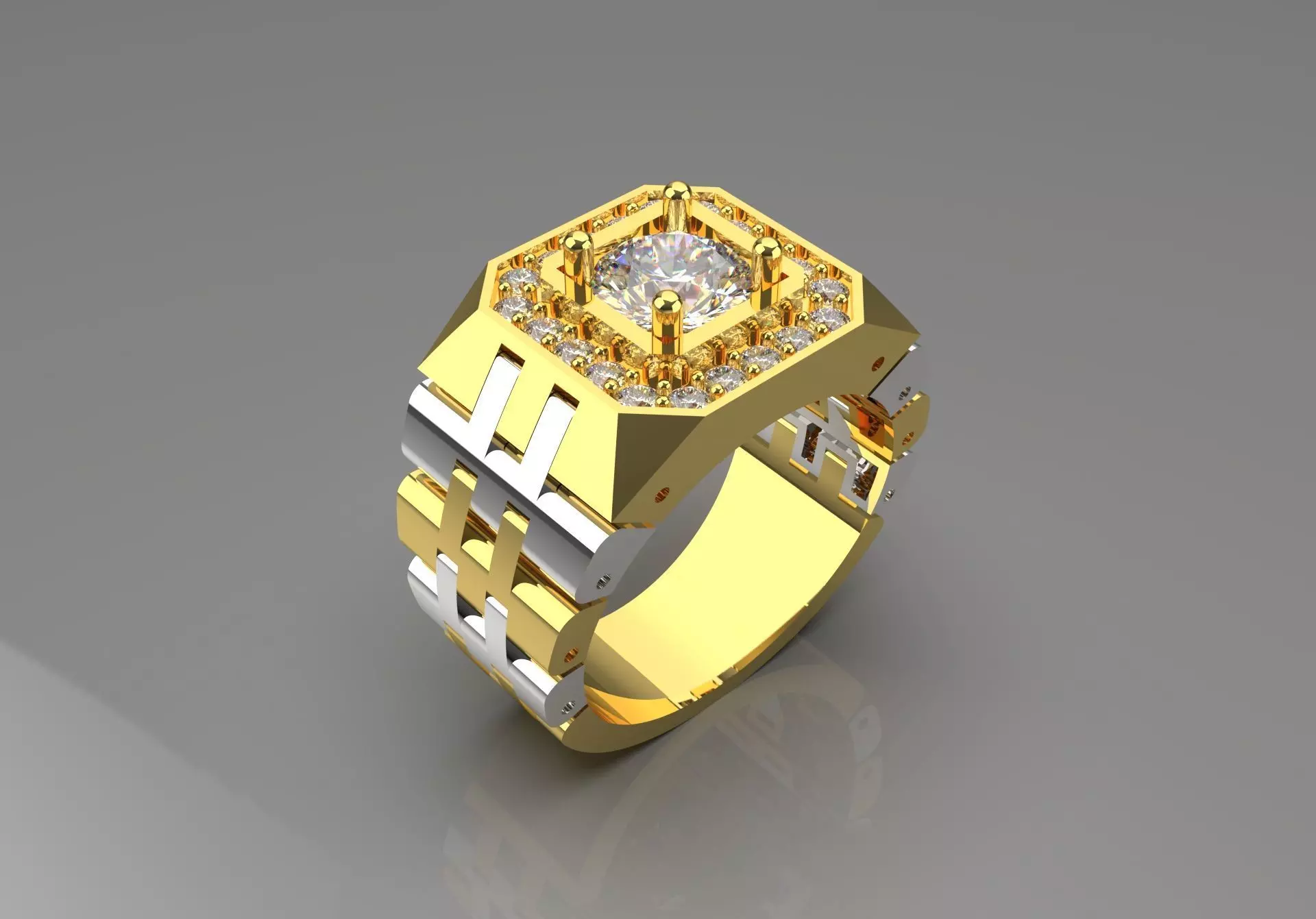 Luxury man Rolex design diamond ring model ror0010 3D print model_0