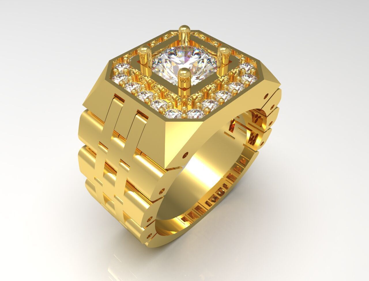 Luxury man Rolex design diamond ring model ror0010 3D print model_12